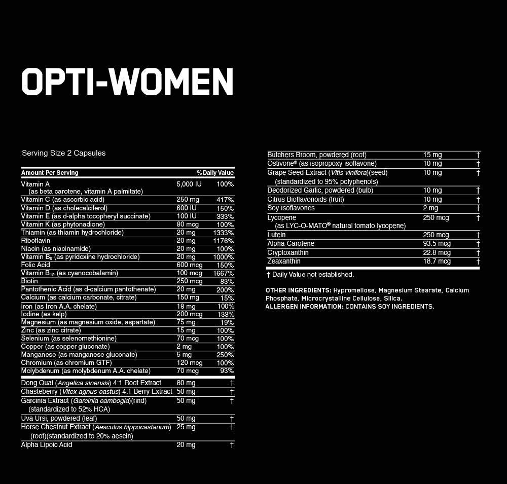 Optimum Nutrition Opti-Women Women's Multivitamin Capsules, 120 Count