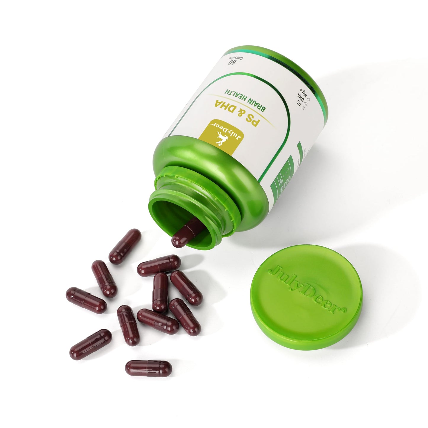 JulyDeer Magnesium-100mg, DHA-100mg, Phosphatidylserine-40mg Magnesium Complex Supplements for Brain Health and Cognitive Support, 60 Capsules