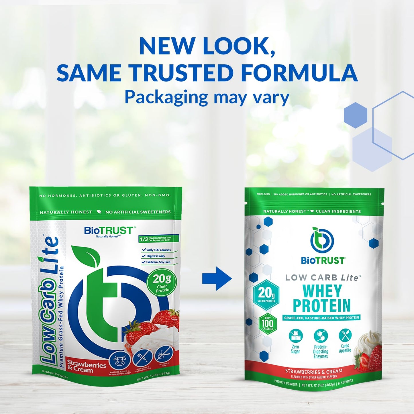 BioTrust Low Carb Lite Grass-Fed Whey Protein Isolate Protein Powder Strawberries and Cream 12.8 oz