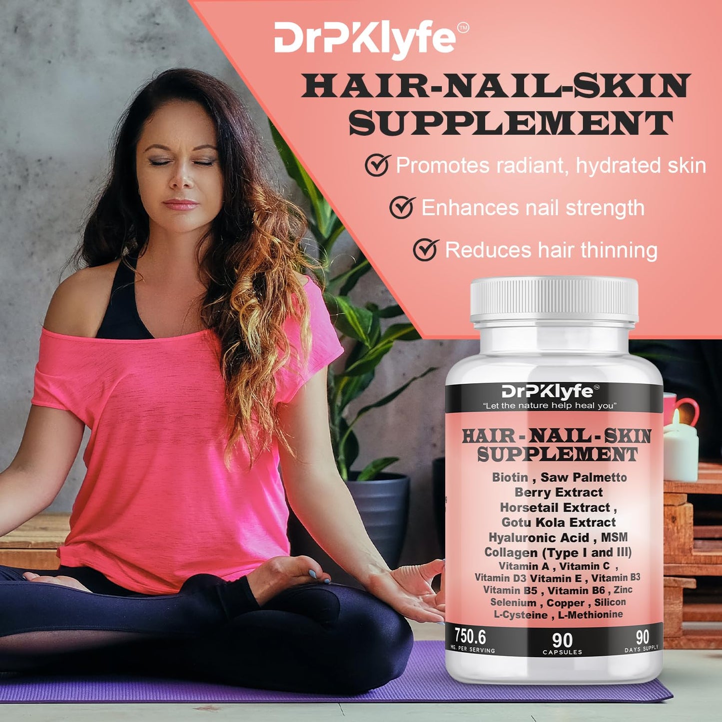 DrPKLyfe Hair, Nail and Skin Supplement Capsules, 90 Capsules