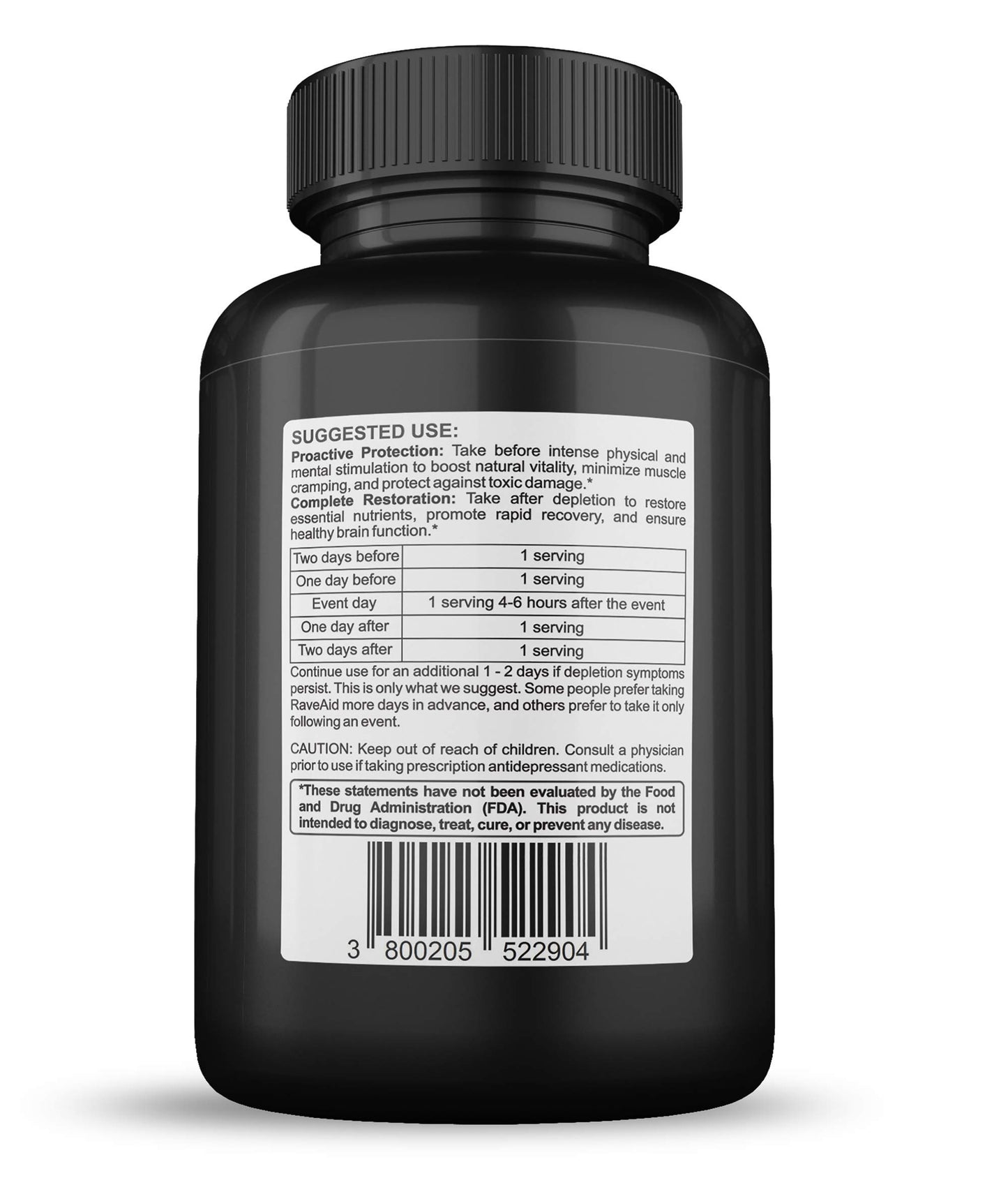 RaveAid Party & Rave Recovery Cure & Supplement 60 Capsules