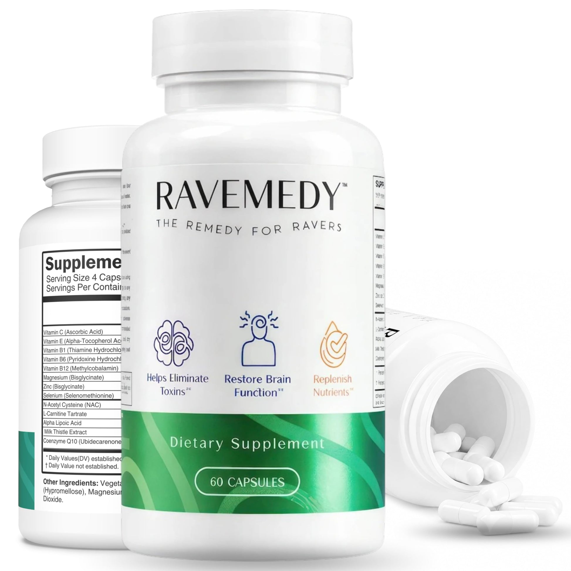 Ravemedy Rave Essentials Vitamins for Recovery Capsules 60 Count