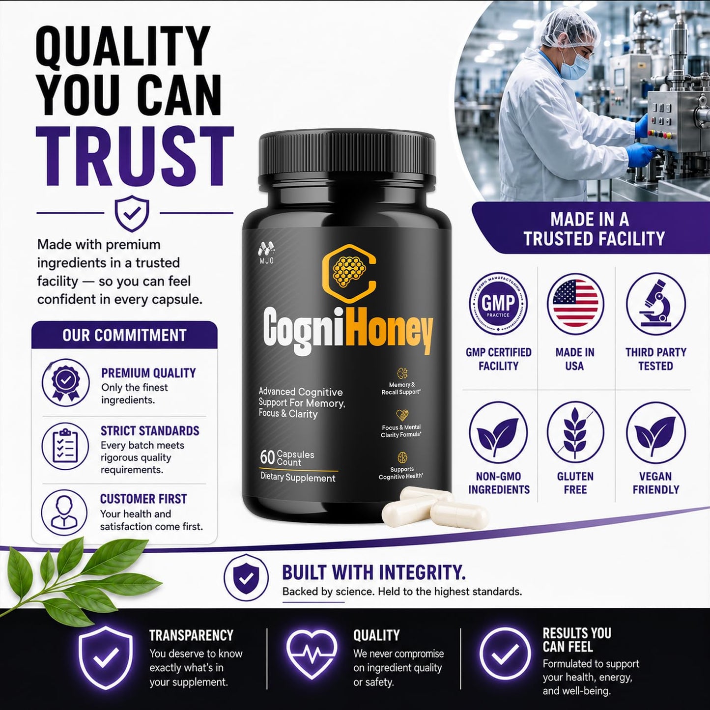 MJO CogniHoney Capsules 300 Capsules