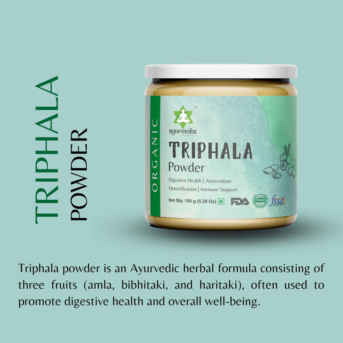 ayurvedix Organic Triphala Powder Herbal Supplement, 5.29 oz