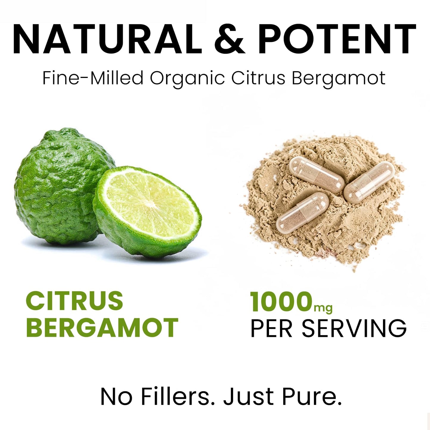 Nutrapure Comprehensive Citrus Bergamot Supplement for Cholesterol, 1000mg, 60 Capsules