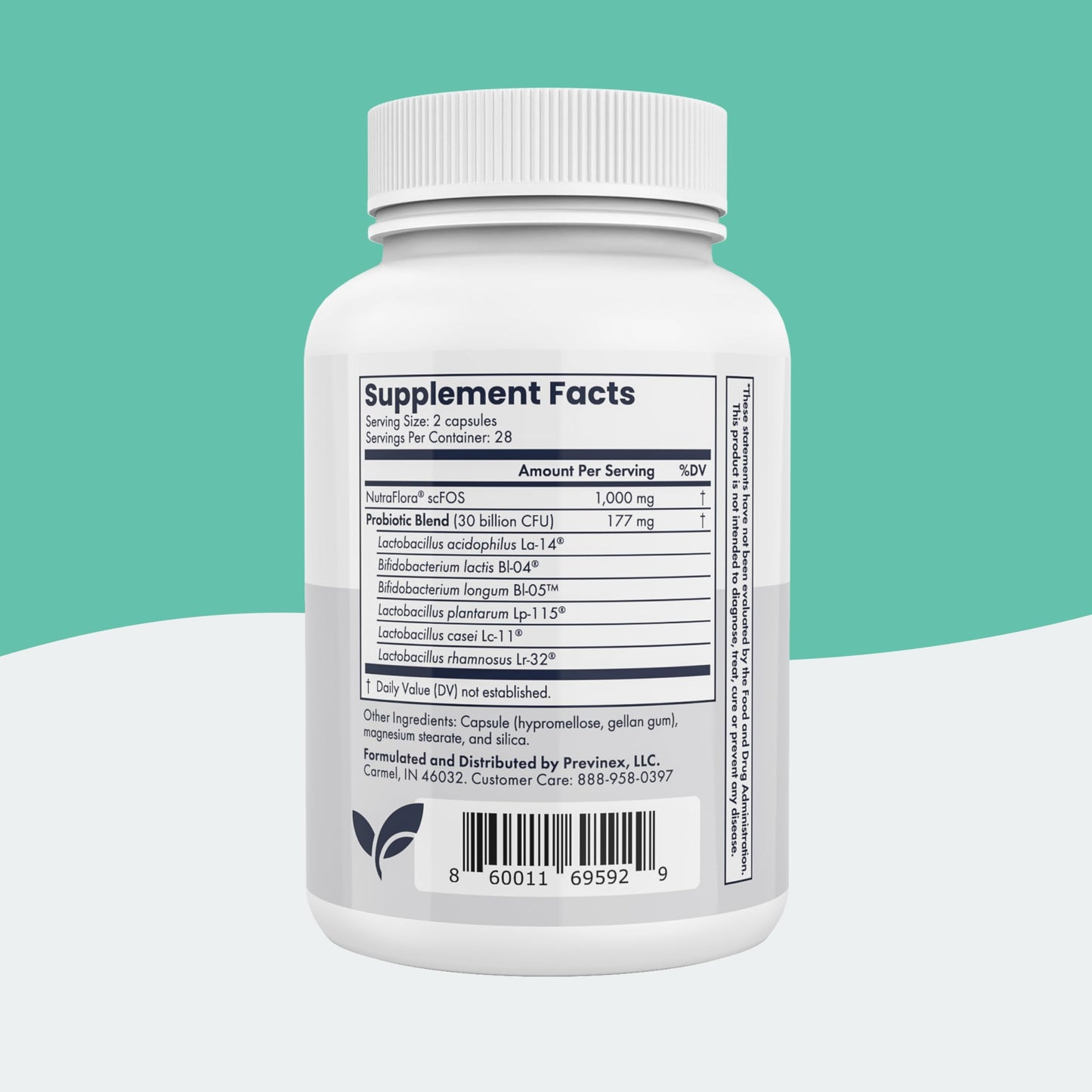 Previnex Probiotic - Advanced Strength with Prebiotics, 30B CFU, Capsule, 56 Count