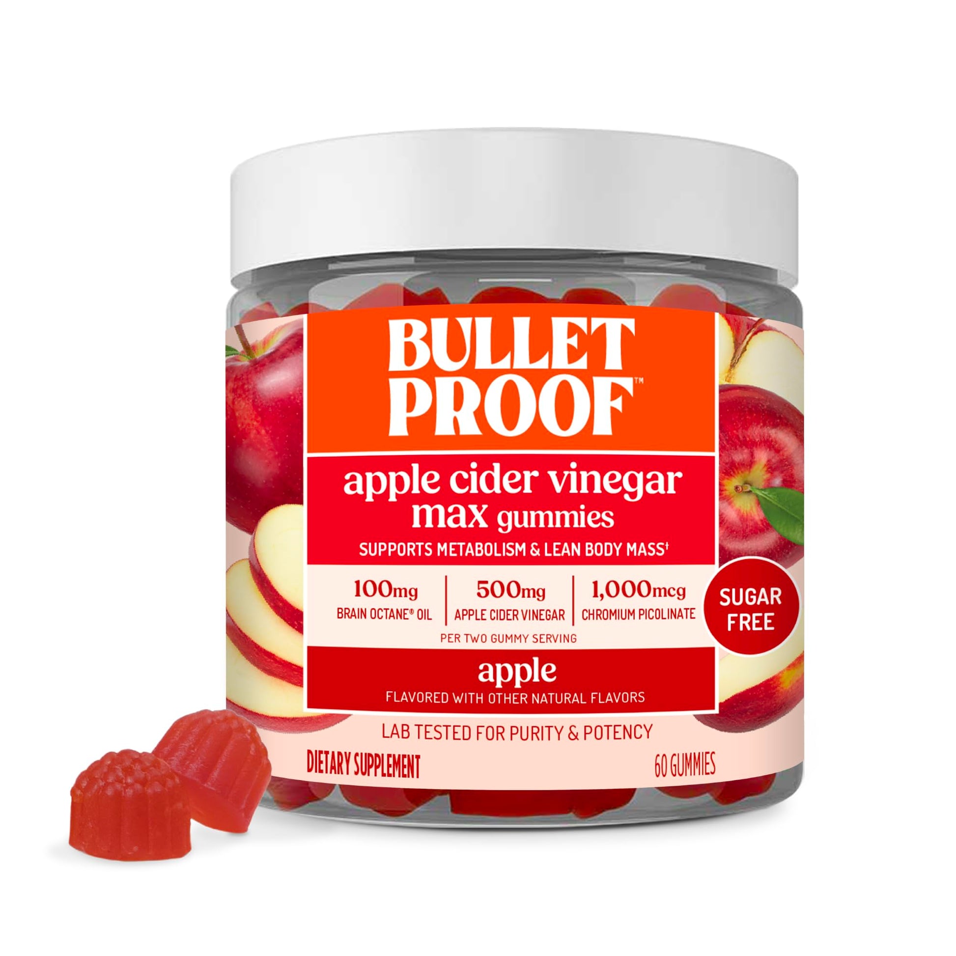 Bulletproof Apple Cider Vinegar Max Sugar-Free Gummies, 60 Count