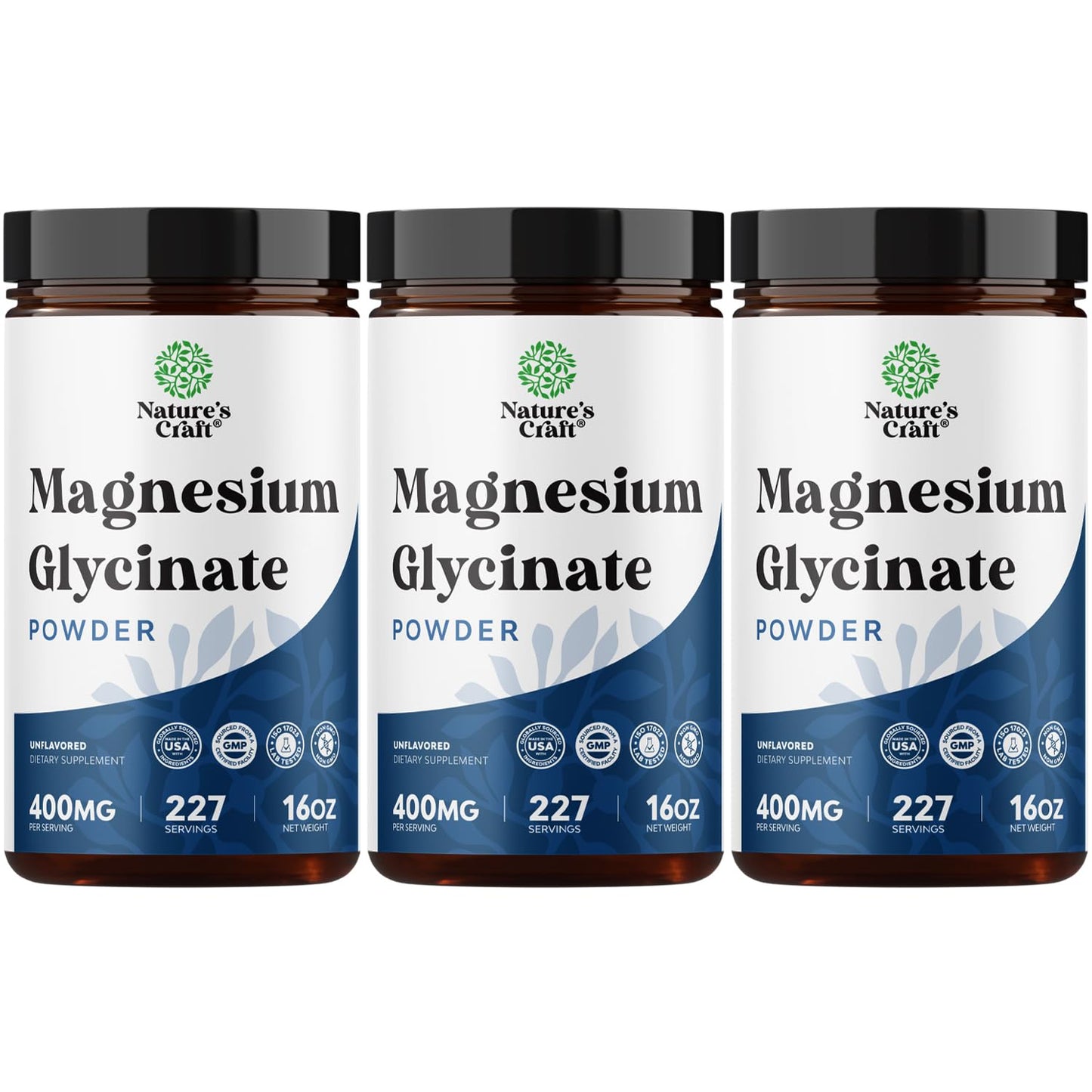 Nature's Craft Magnesium Glycinate Powder 400mg, 48