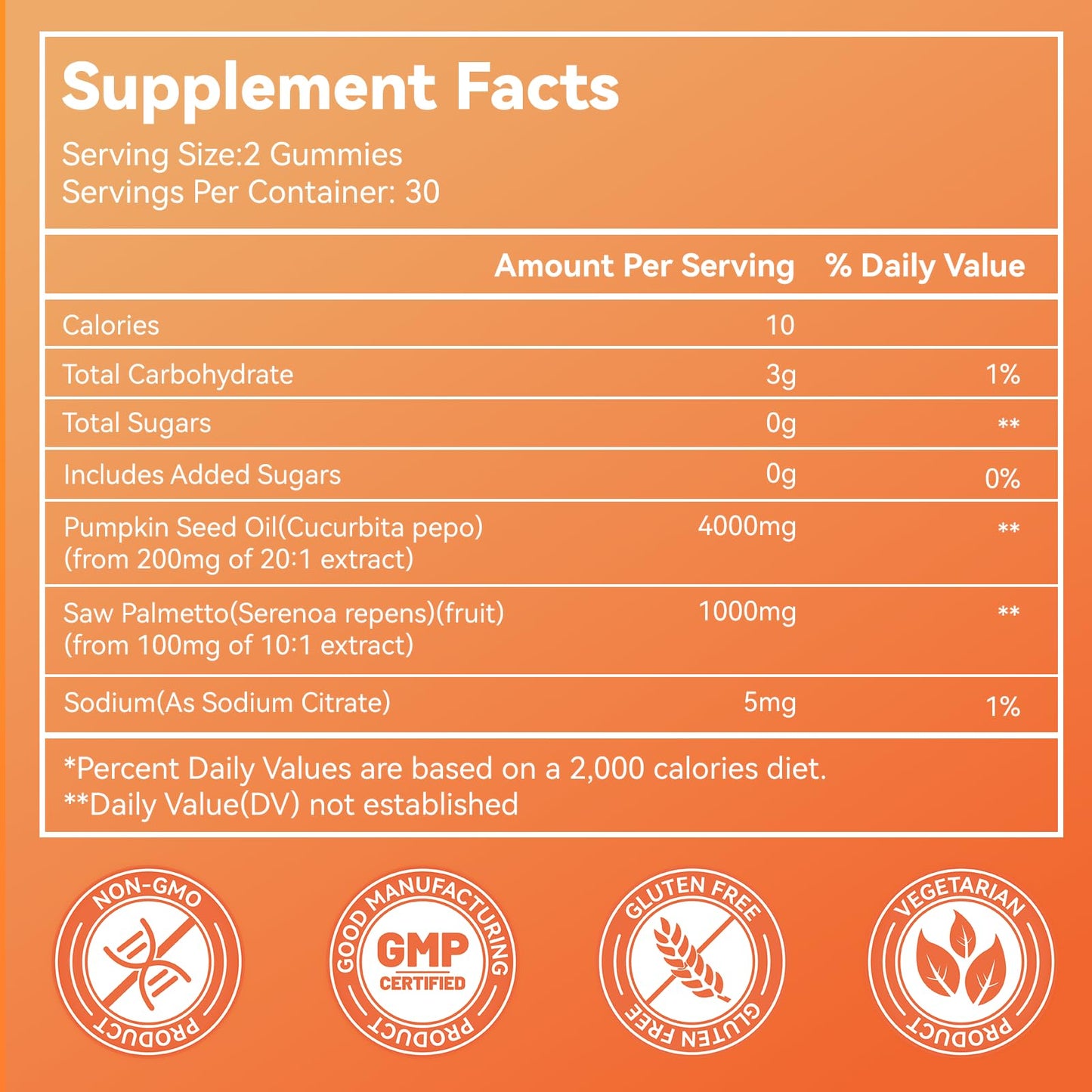 Babivek Sugar Free Pumpkin Seed Oil Gummies with Saw Palmetto, 120 Count