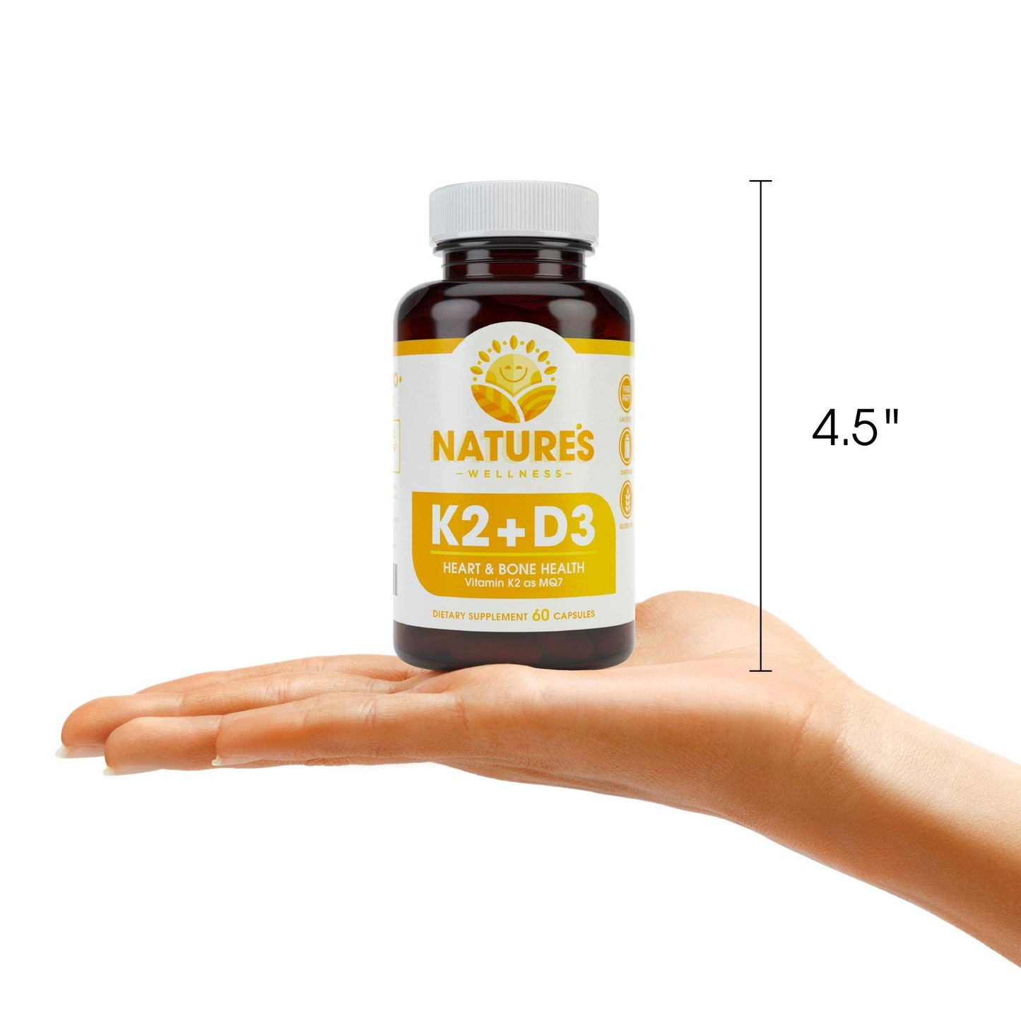 Natures Wellness Vitamin K2 (MK-7) with D3 Capsules 60 Count
