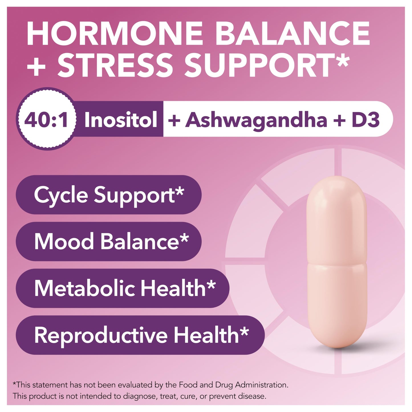 Intimate Rose Myo-Inositol & D-Chiro Inositol Supplement for Women - Hormone Balance & Ovarian Support for Women - Ideal 40:1 Ratio, Vitamin D + Ashwagandha Capsules, 120 Count