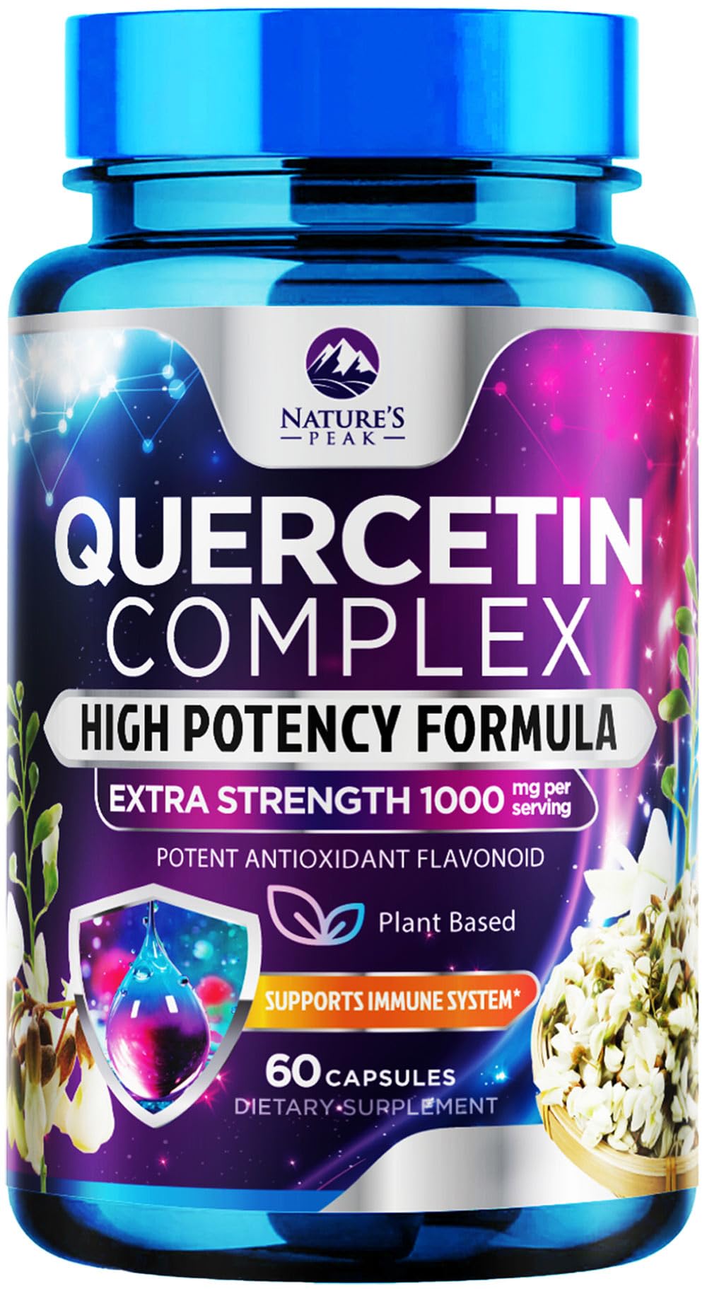 Nature's Peak Quercetin Dihydrate 1000mg Per Serving Veggie Capsules, 60 Count