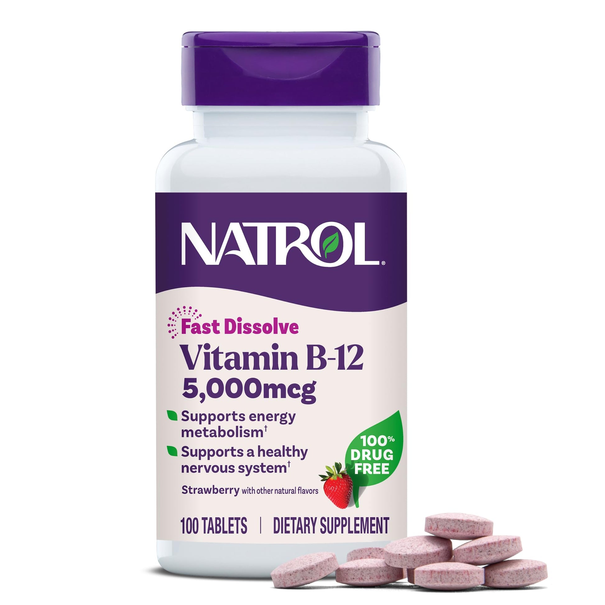 Natrol Vitamin B12 5,000 mcg Tablet, 100 Tablets