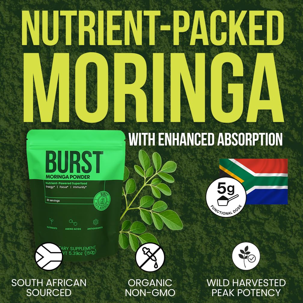 Moringa Burst 100% Moringa Powder Natural, 5.29 Ounce