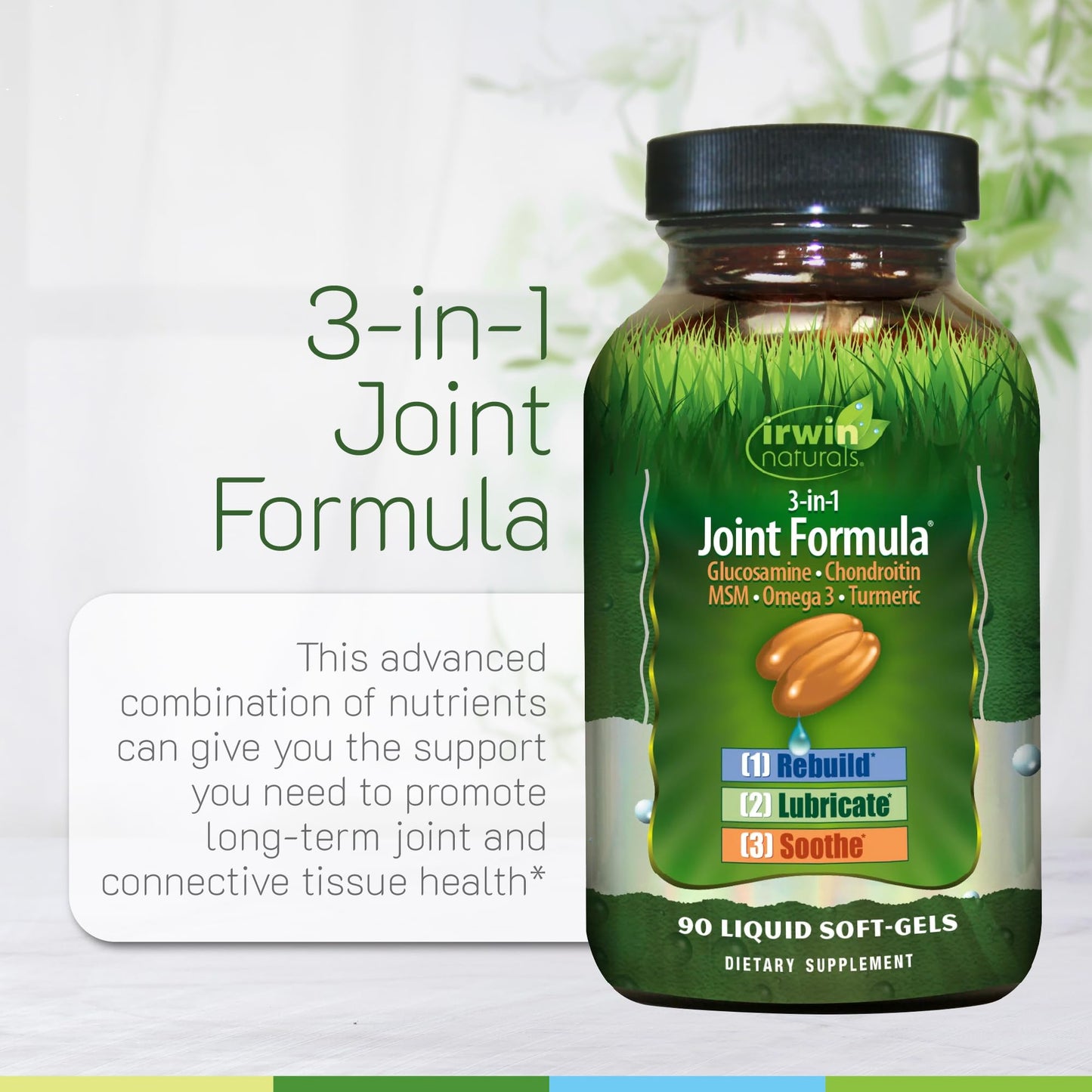 Irwin Naturals 3-in-1 Joint Formula with Glucosamine, Chondroitin, Turmeric & Boswellia 90 Softgels