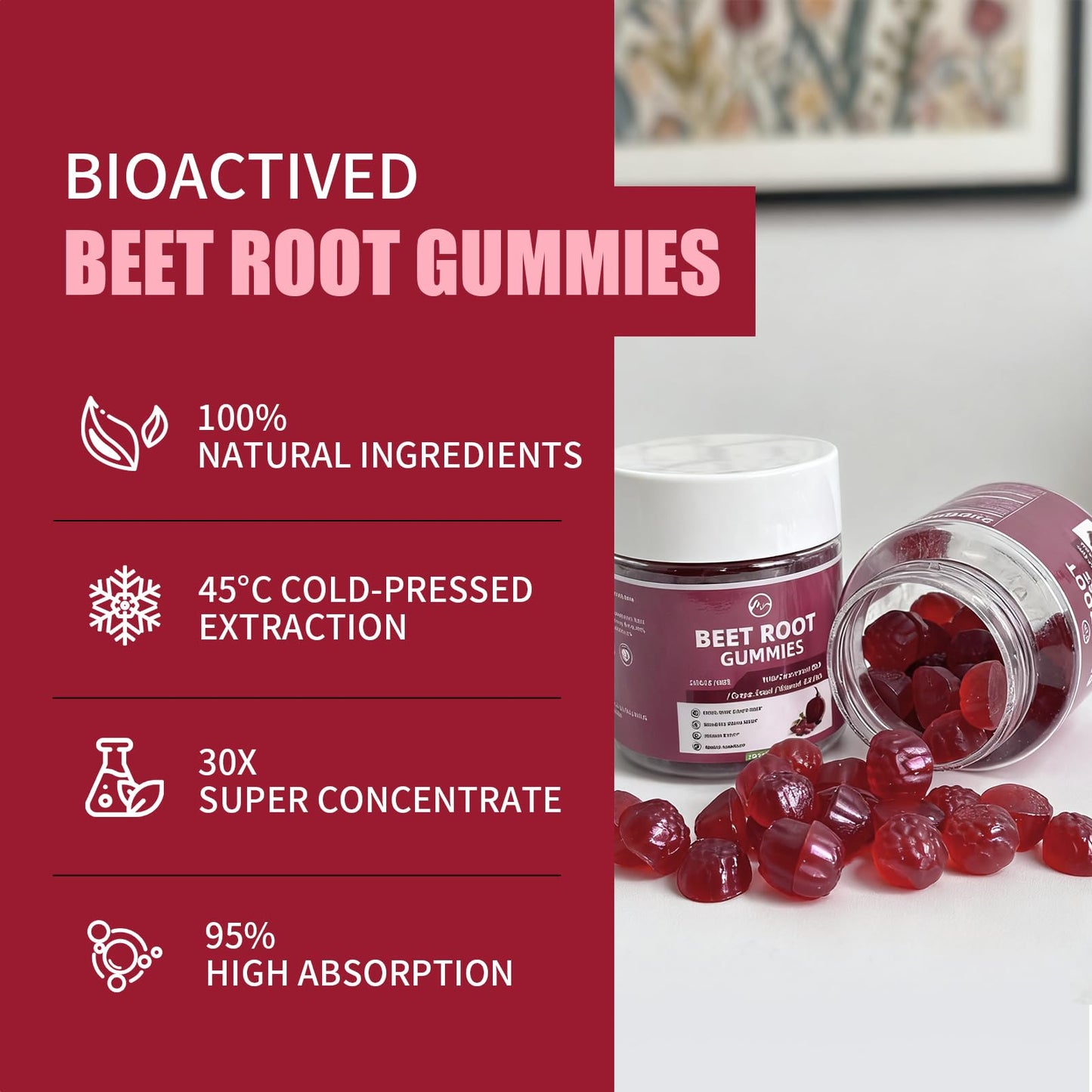 M inch Beet Root Gummies, 120 Gummies
