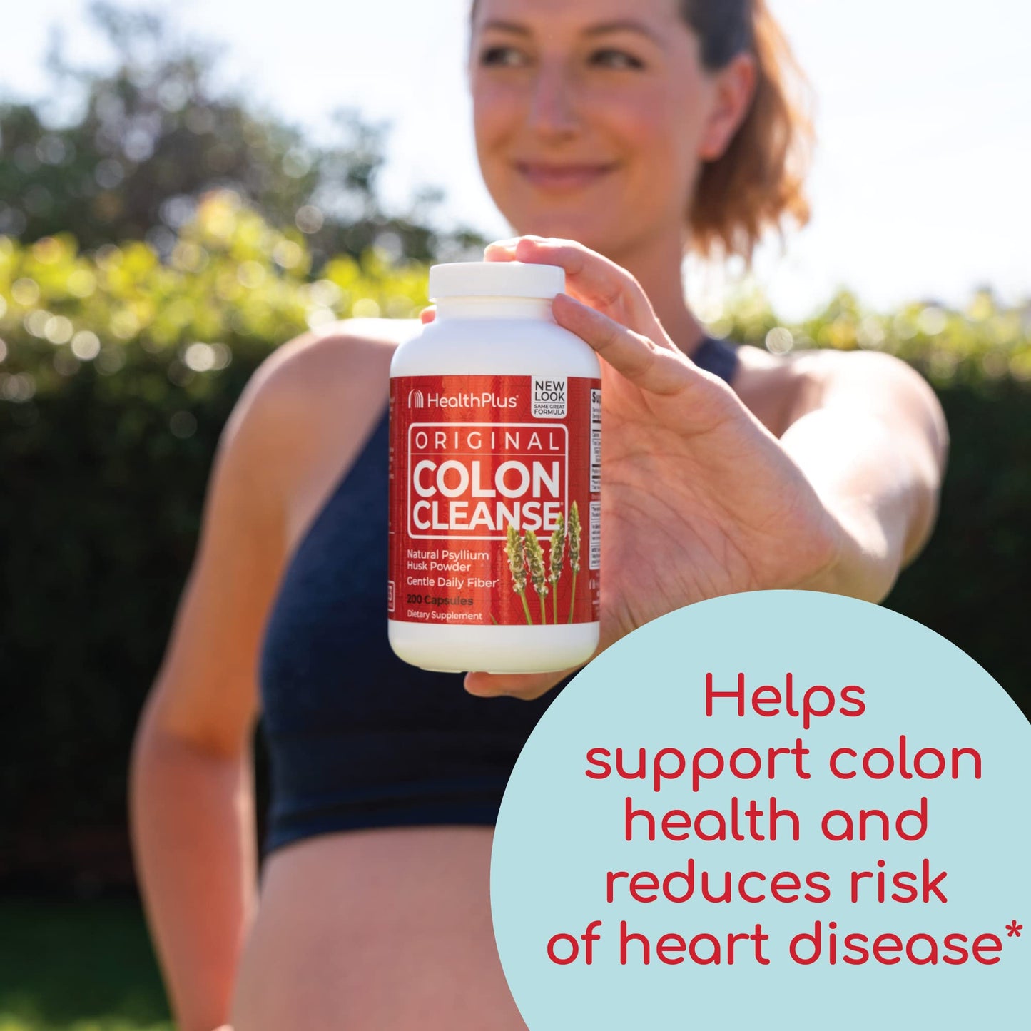 Health Plus Colon Cleanse Daily Psyllium Husk Fiber Capsules 200 Count