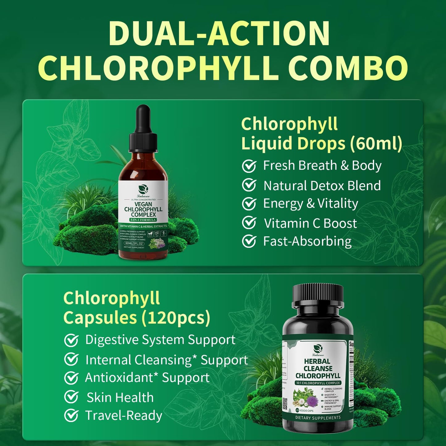 Lukaree Chlorophyll Capsule & Liquid Drops, 120 Count