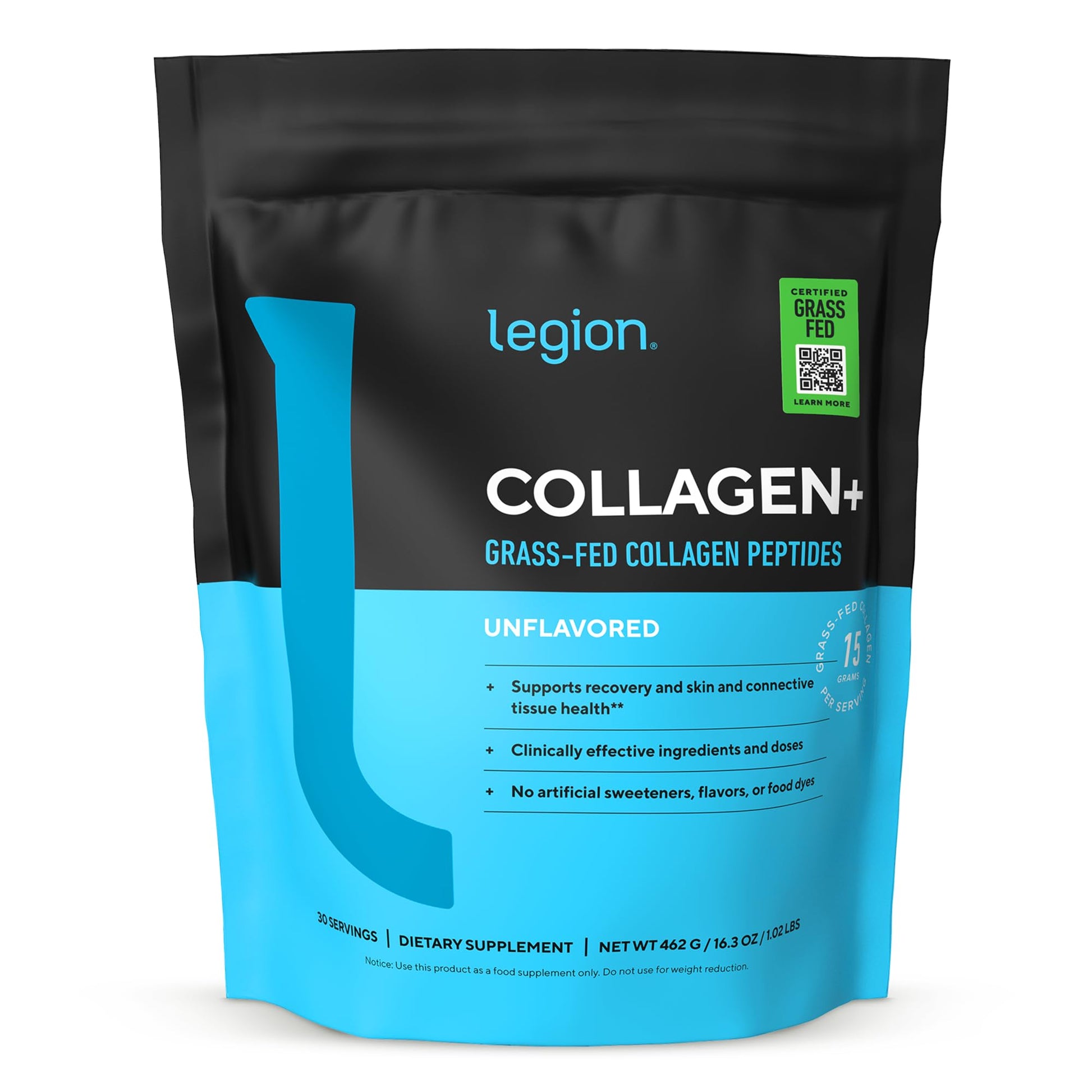 LEGION Hydrolyzed Collagen Peptides Powder, Unflavored, 17.7 oz