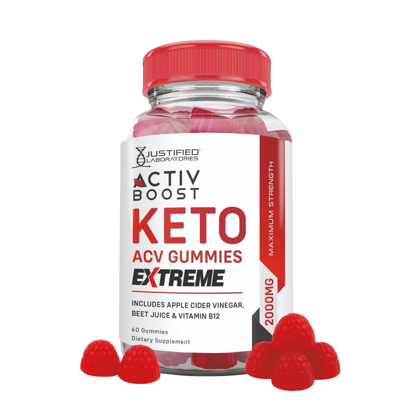 Justified Laboratories Activ Boost Keto ACV Gummies Extreme (2000 mg) - 60 Count Gummies