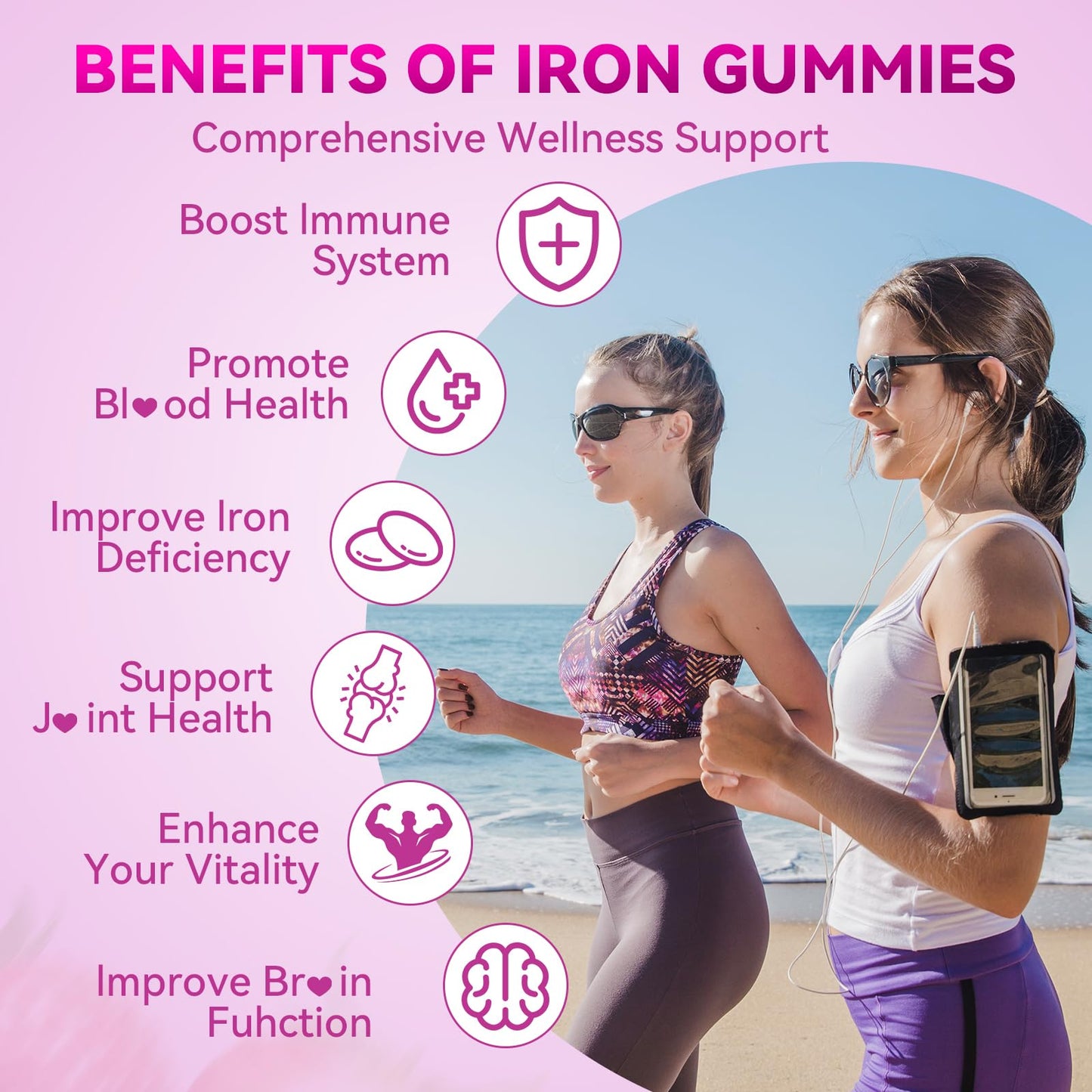 HUUAYAO Iron Supplement Gummies 120 Count