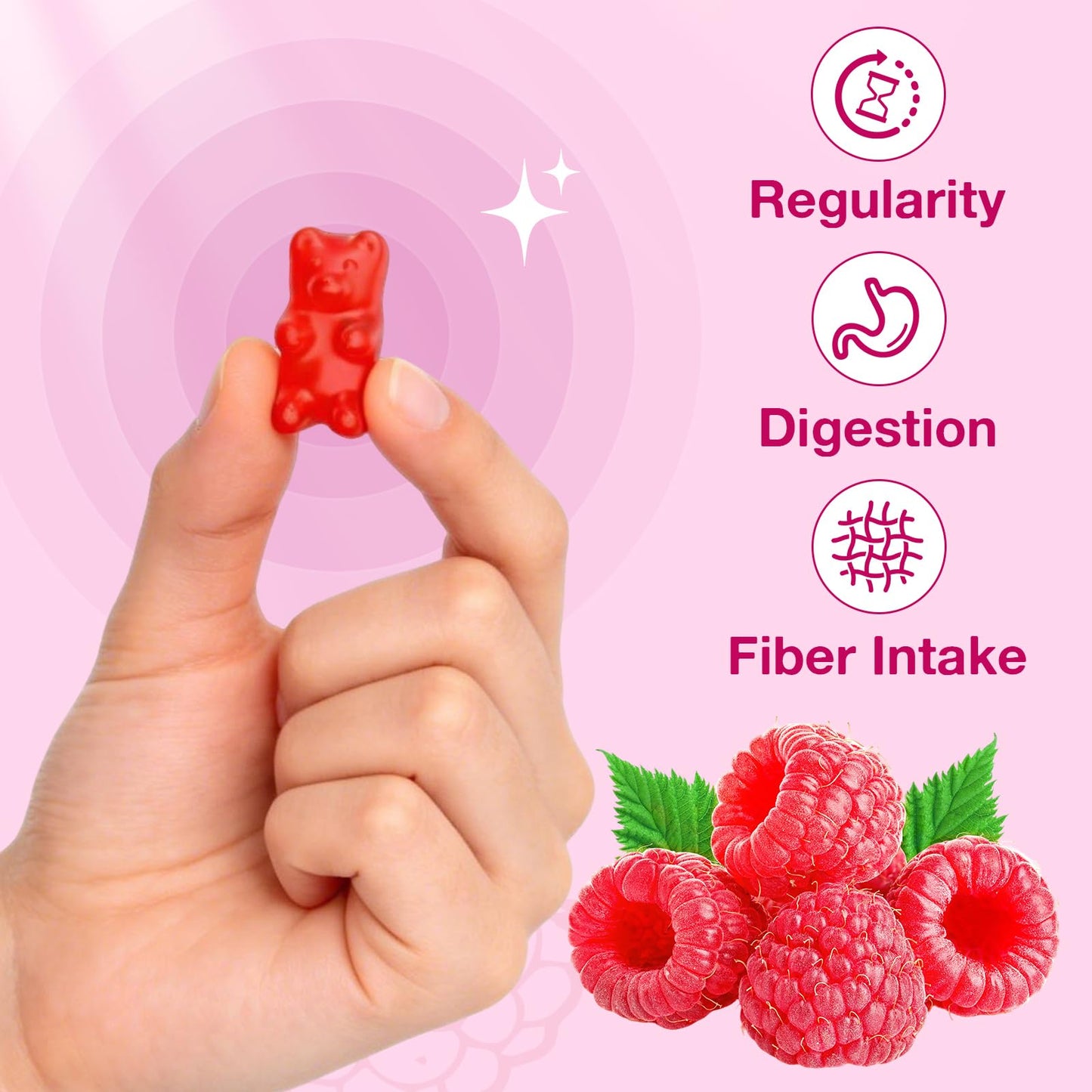 MOORGUMY Fiber Gummies for Digestive Health & Regularity Gummies 60 Count