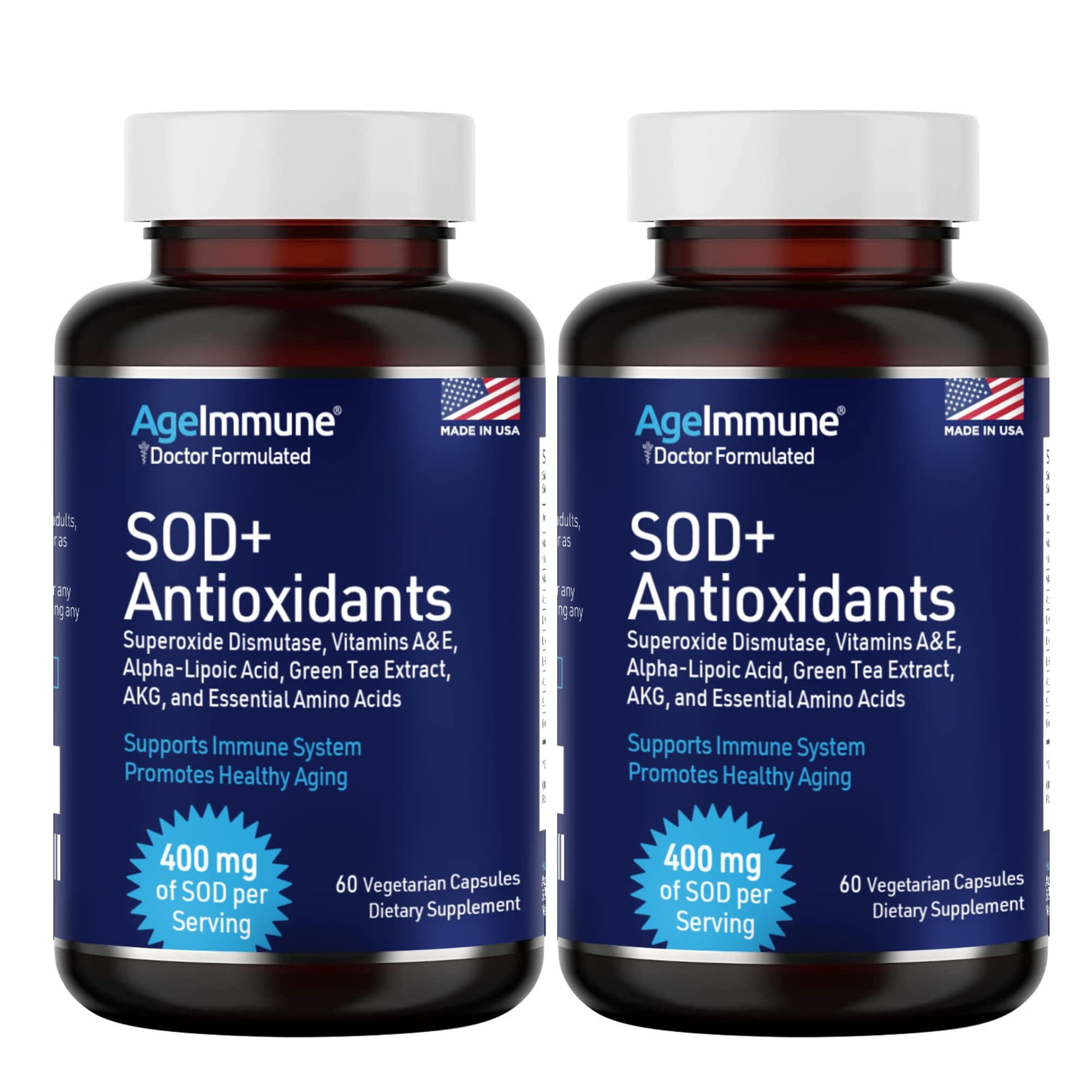 AgeImmune SOD Antioxidants Complex Healthy Aging Supplement, 240 Capsules