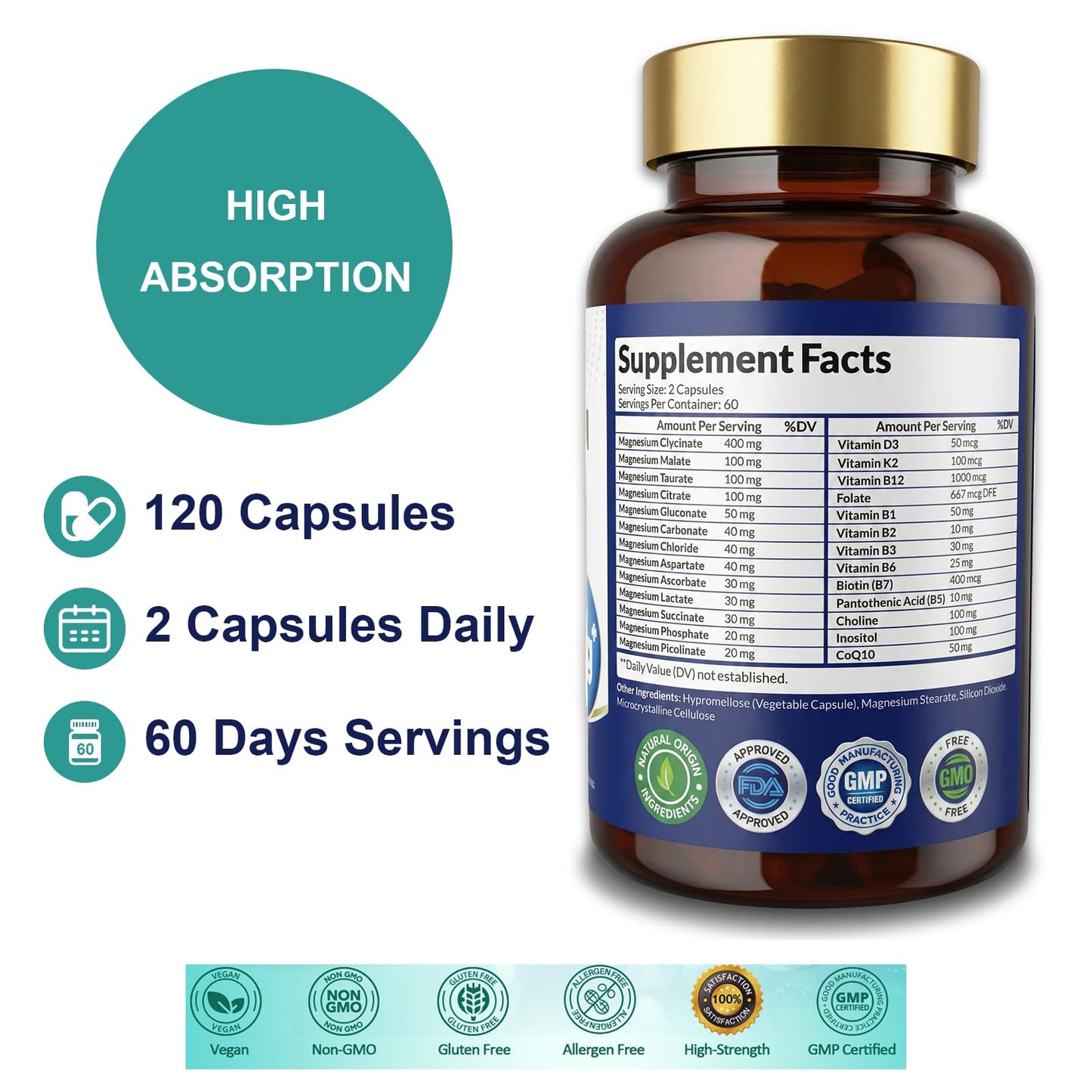 Vikaywoo Magnesium Complex Supplement Capsule 120 Count