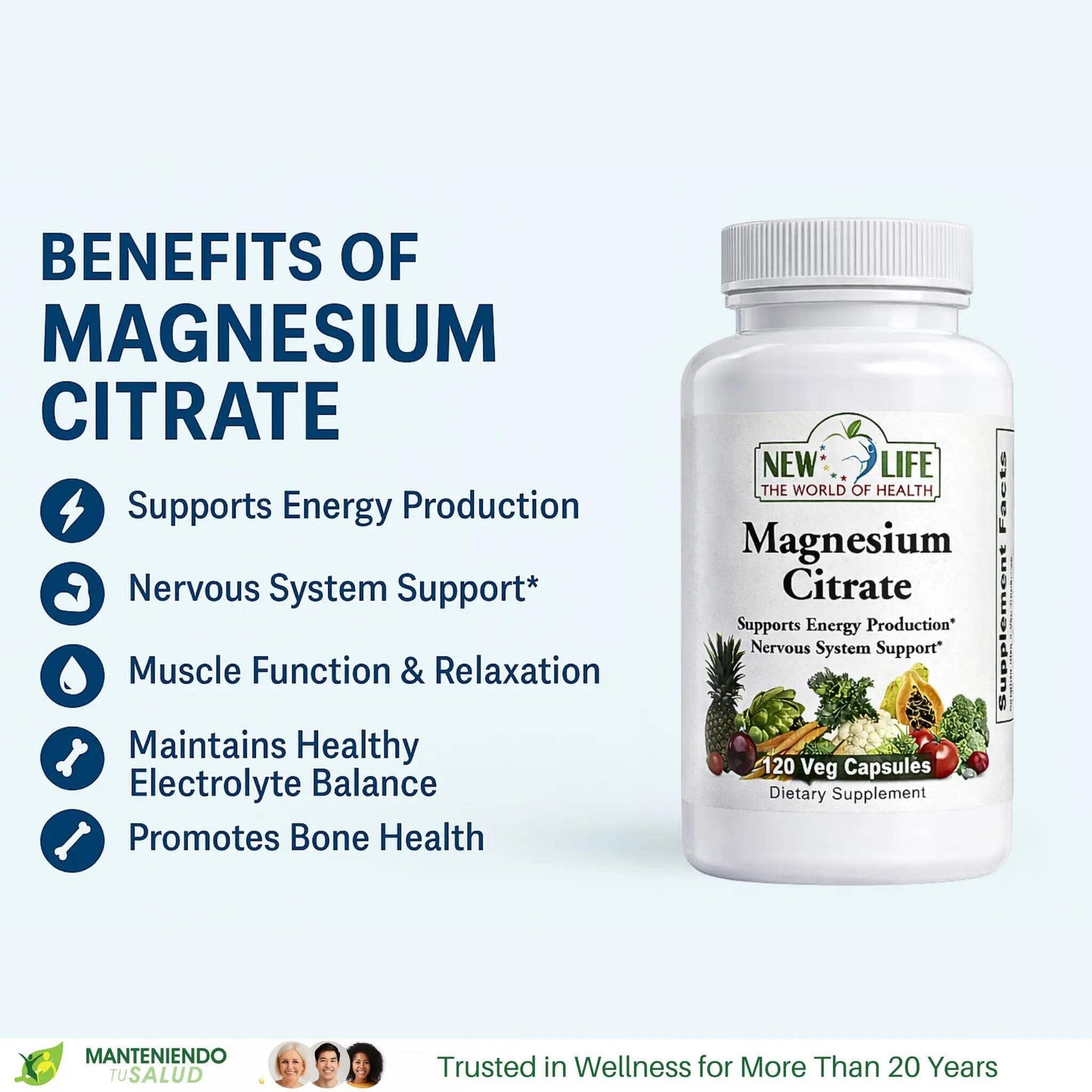 Manteniendo Tu Salud Magnesium Citrate 400mg Veg Capsules, 120