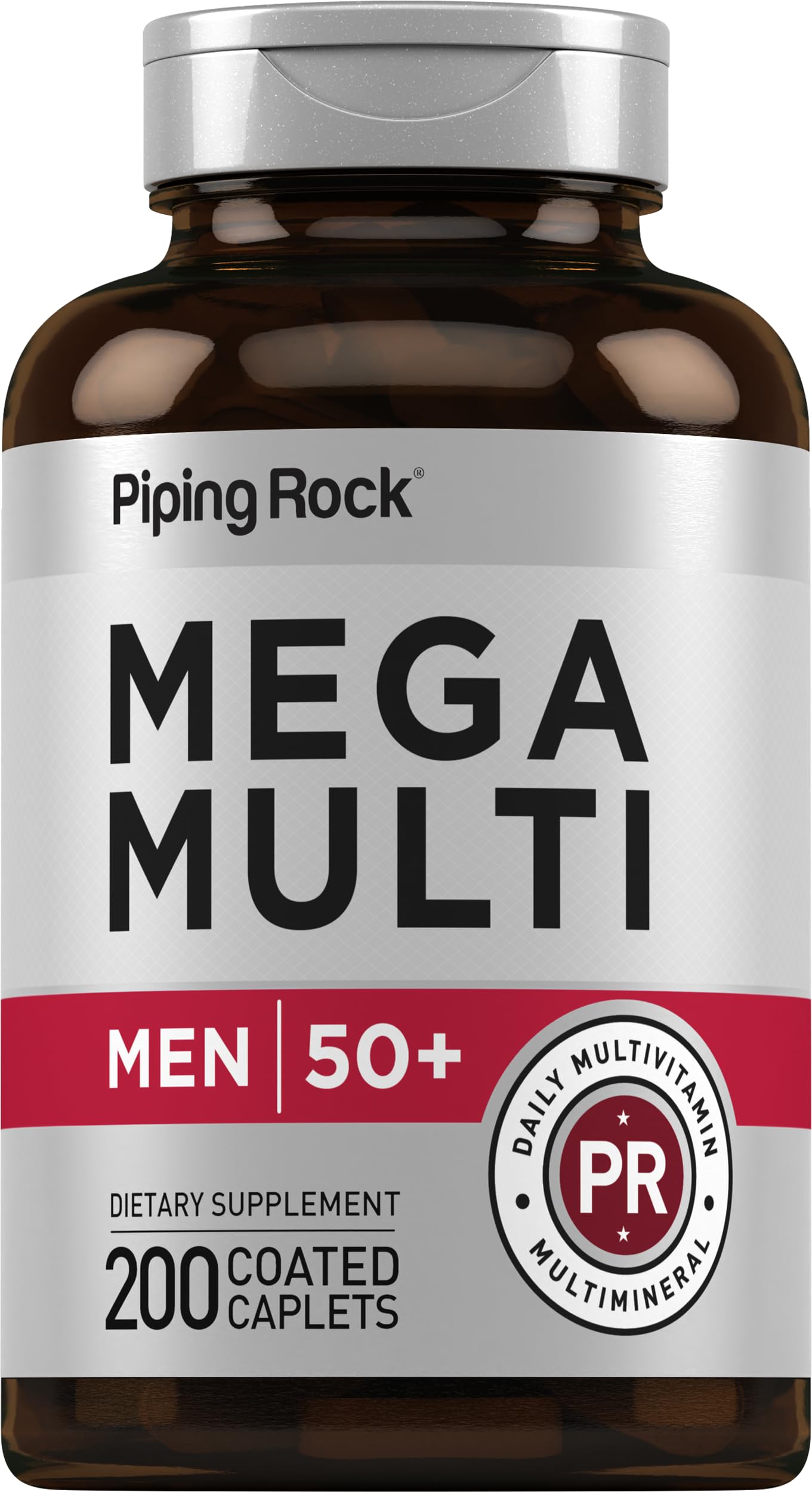 Piping Rock Multivitamin for Men Over 50+ Caplets 200 Count