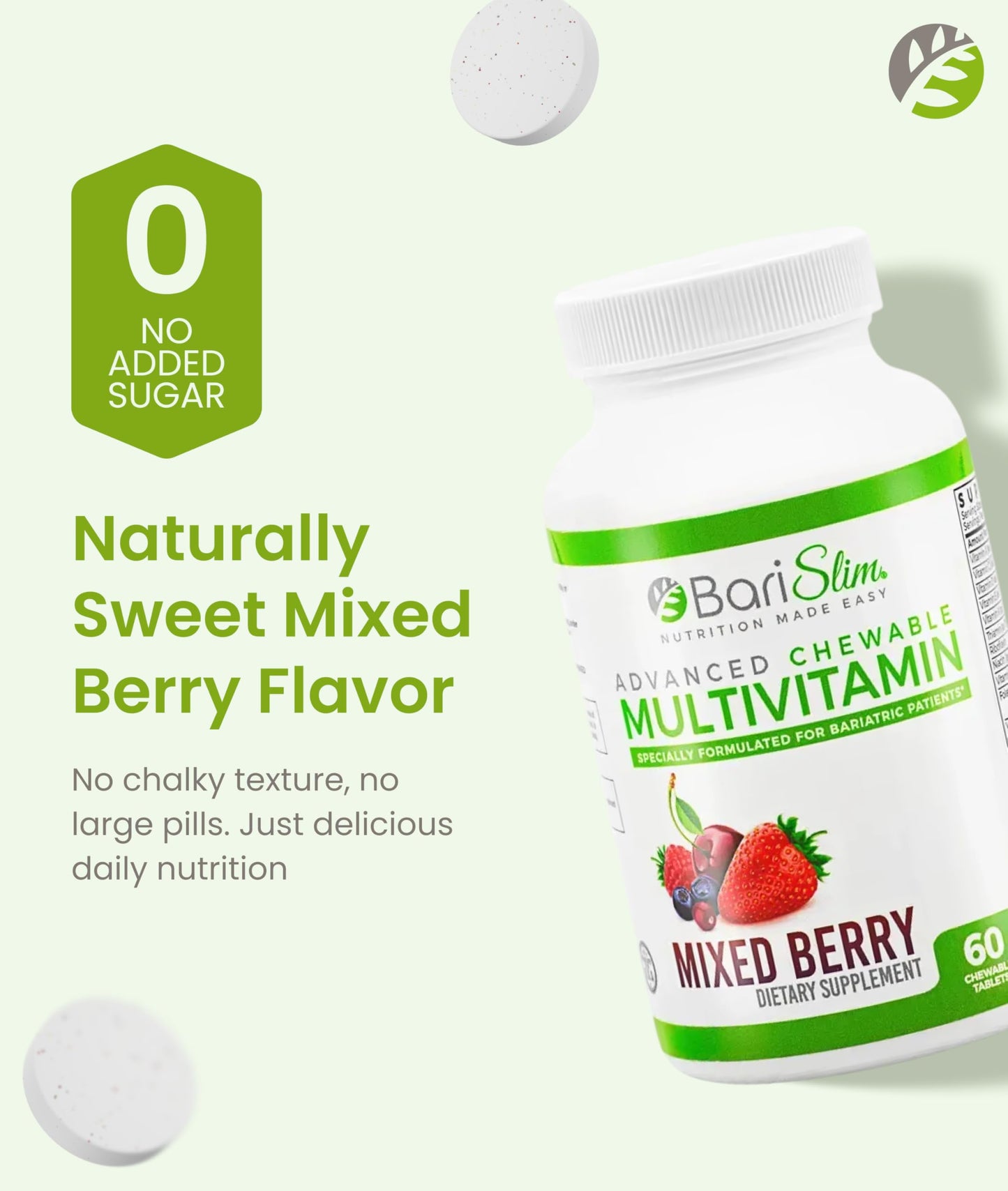 BariSlim Advanced Chewable Bariatric Multivitamin Tablets, 60 Count