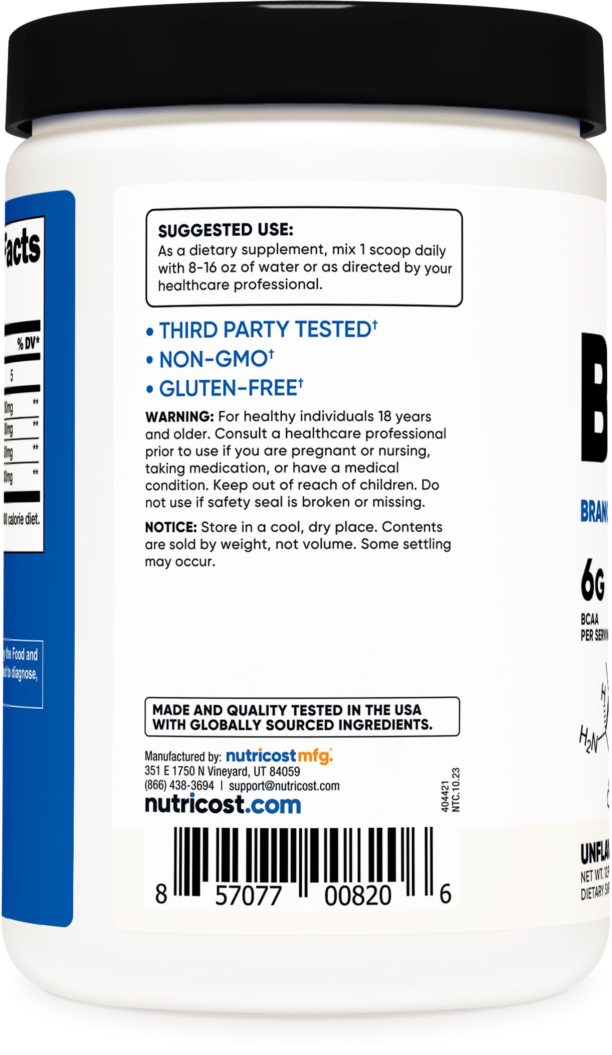 Nutricost BCAA Powder 2:1:1, 12.9 Ounce