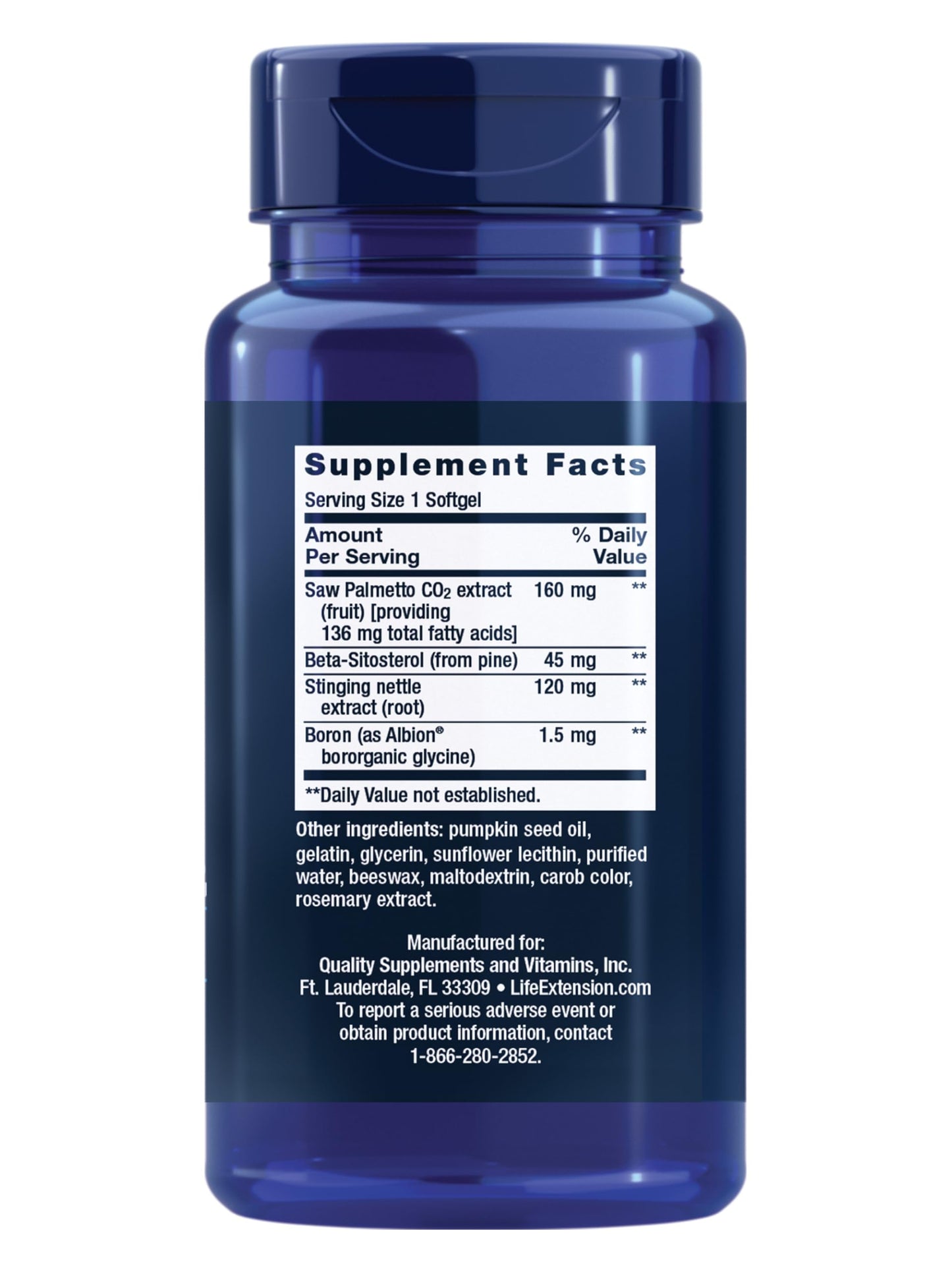 Life Extension PalmettoGuard Saw Palmetto, Nettle Root and Beta-Sitosterol 60 Softgels