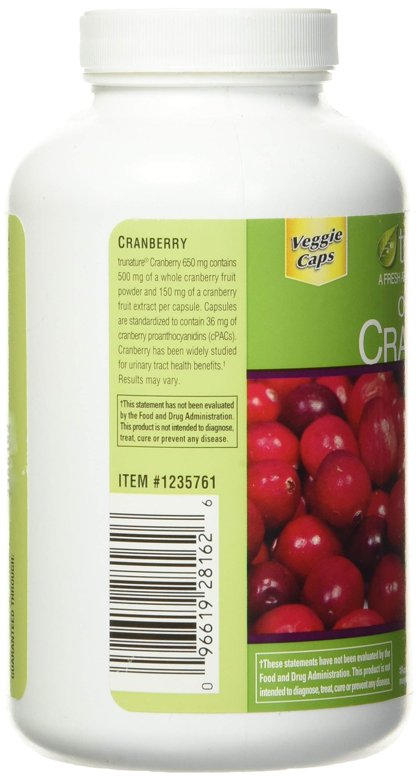 TruNature Cranberry 650 mg Capsules, 140 Count