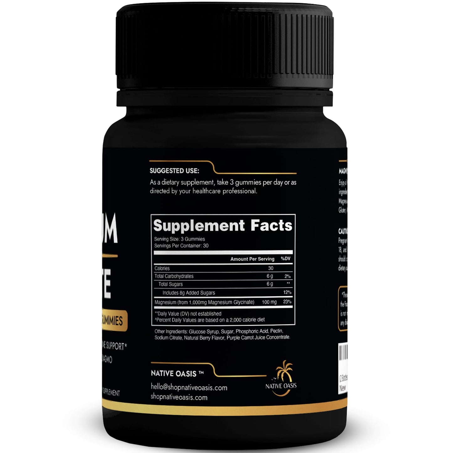 NATIVE OASIS Magnesium Glycinate Gummies 1,000mg 180 Count