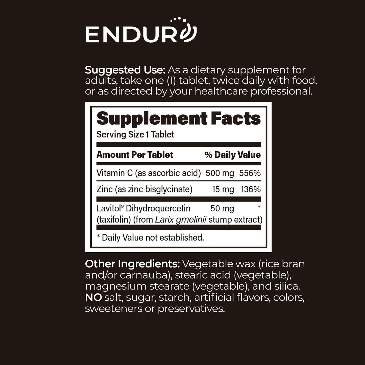 Endurance Products Taxifolin Complex SR with Vitamin C & Zinc, Dihydroquercetin Capsules, 60