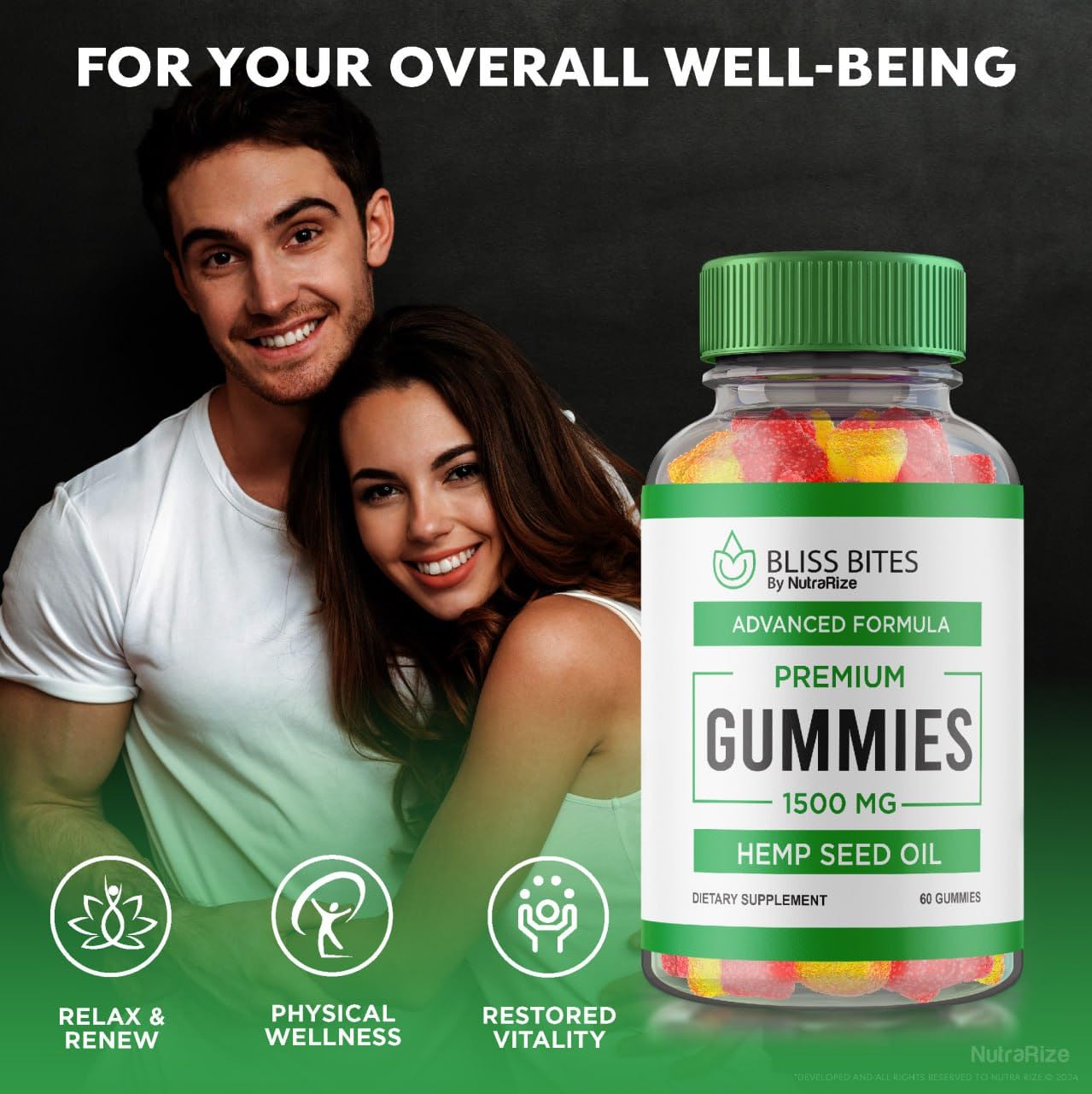 NutraRize Bliss Bites Premium Gummies, 60 Count