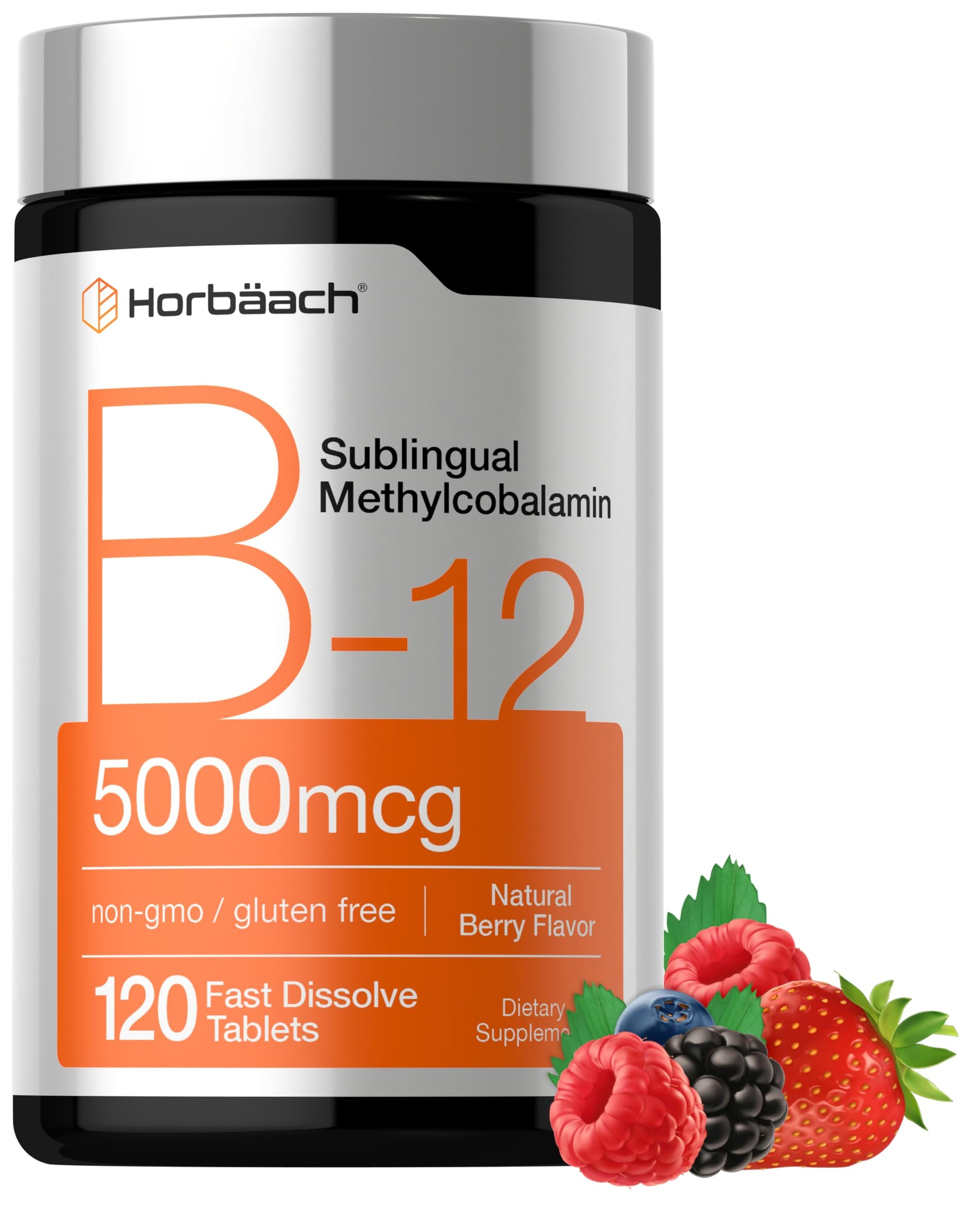 Horbäach B12 Vitamin 5000 mcg Fast Dissolve Tablets, 120 Tablets