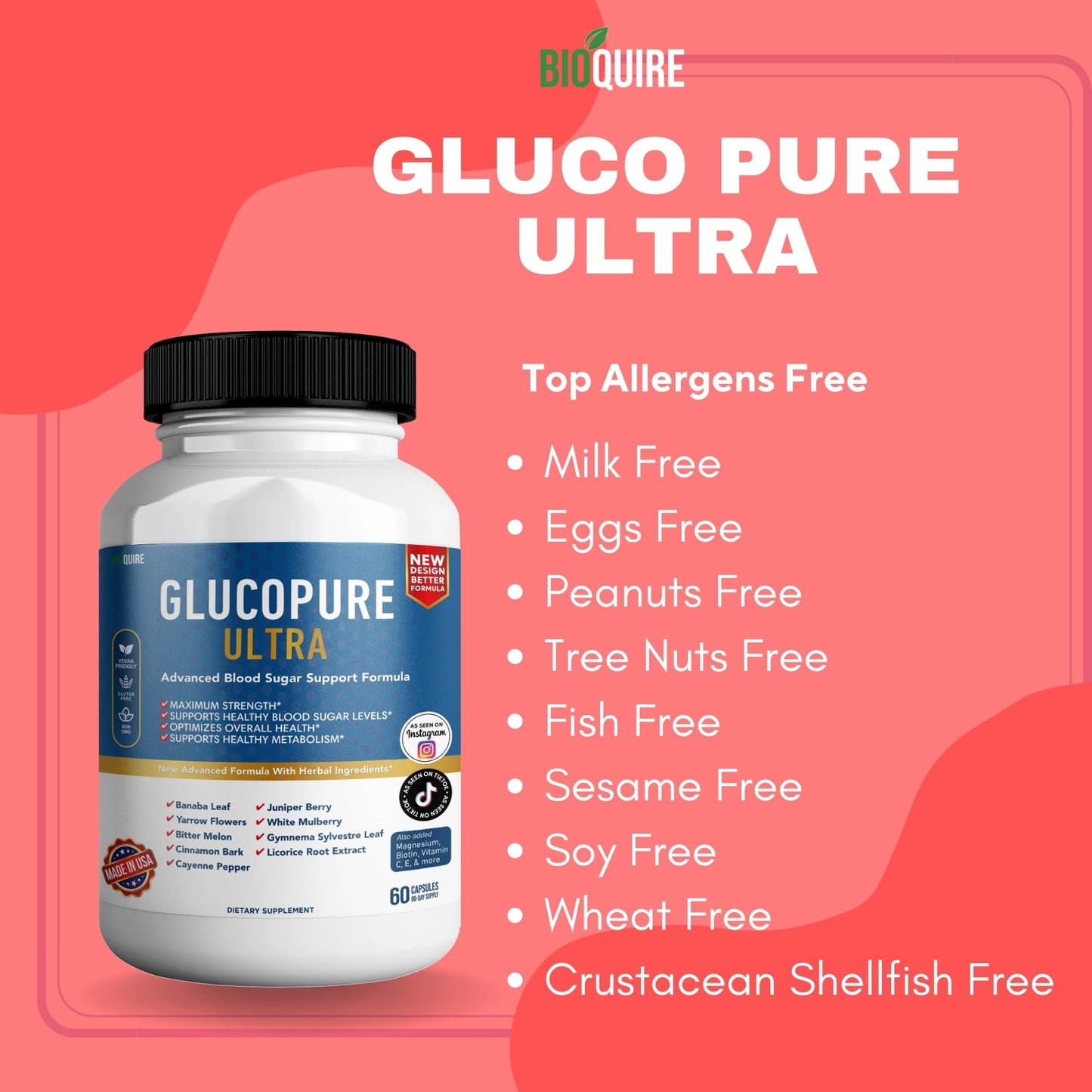 BIOQUIRE Gluco Pure Ultra Dietary Supplement 60 Capsules