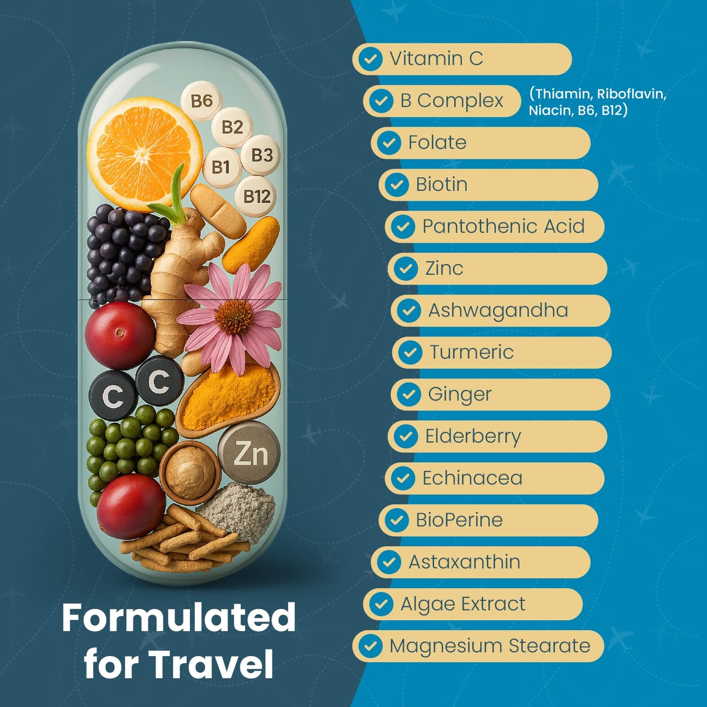 TravelVita Natural Travel Pills Capsules 60