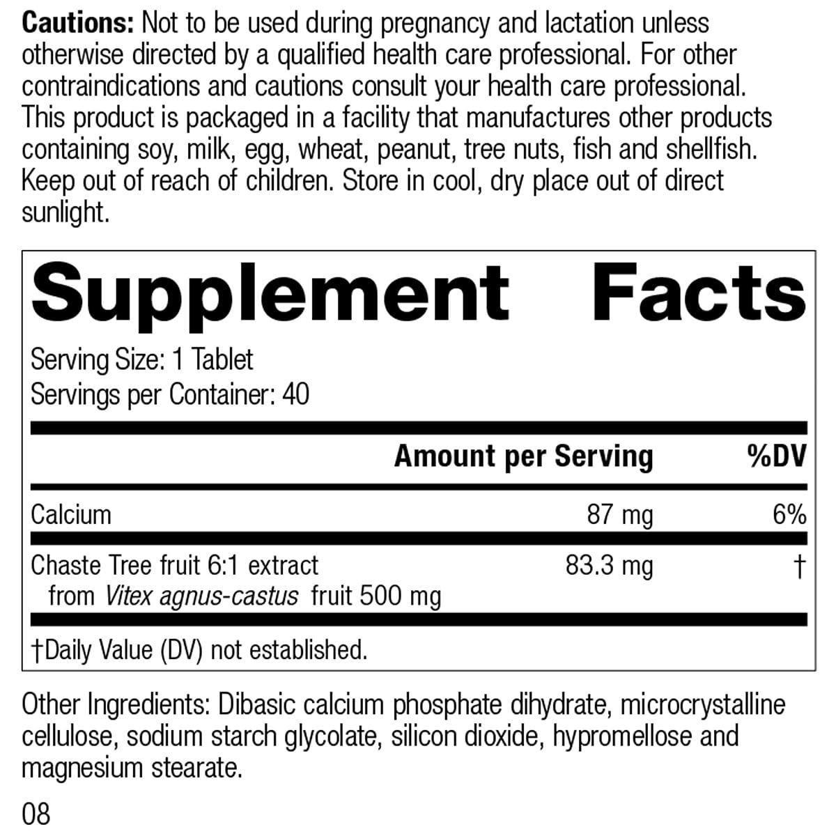 Standard Process Inc. Chaste Tree Tablet, 40 Count