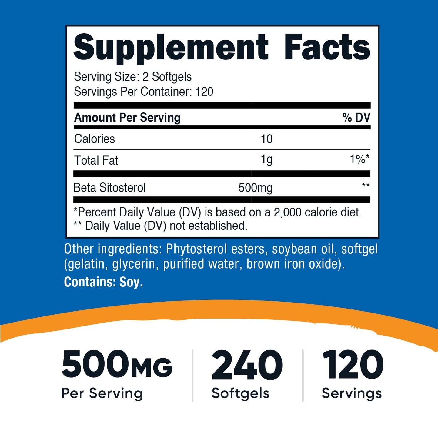 Nutricost Beta Sitosterol Softgels 500mg, 240 Count