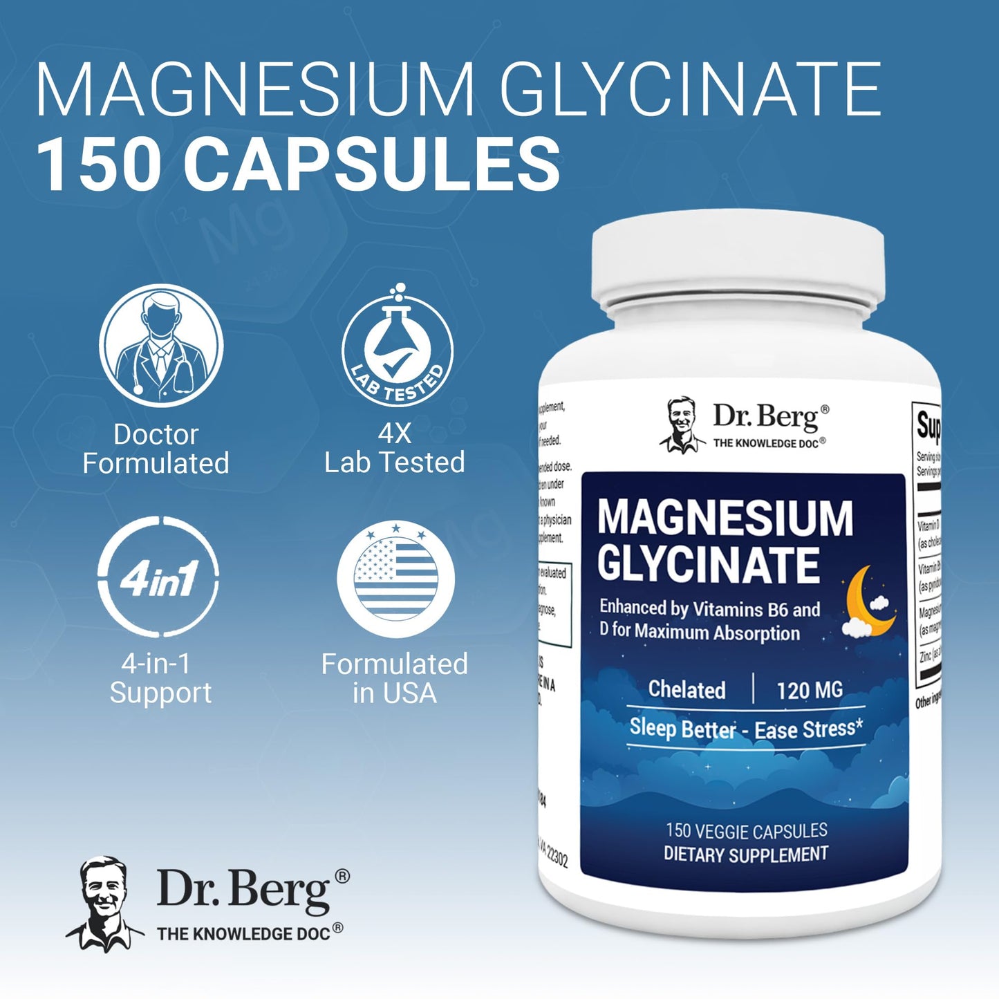 Dr. Berg Nutritionals Magnesium Glycinate Capsule, 150 Count