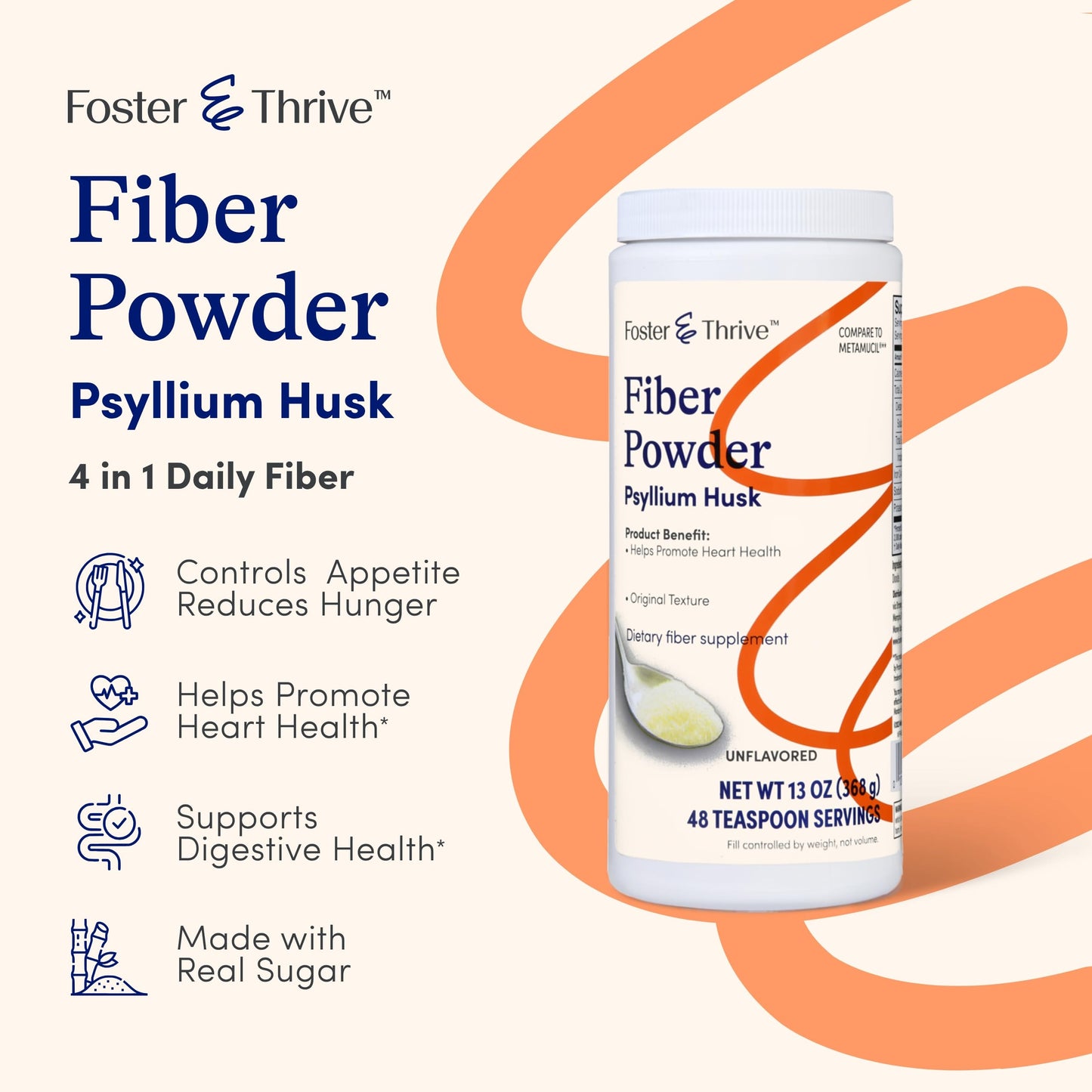 Foster & Thrive Daily Psyllium Husk Powder Supplement, 39