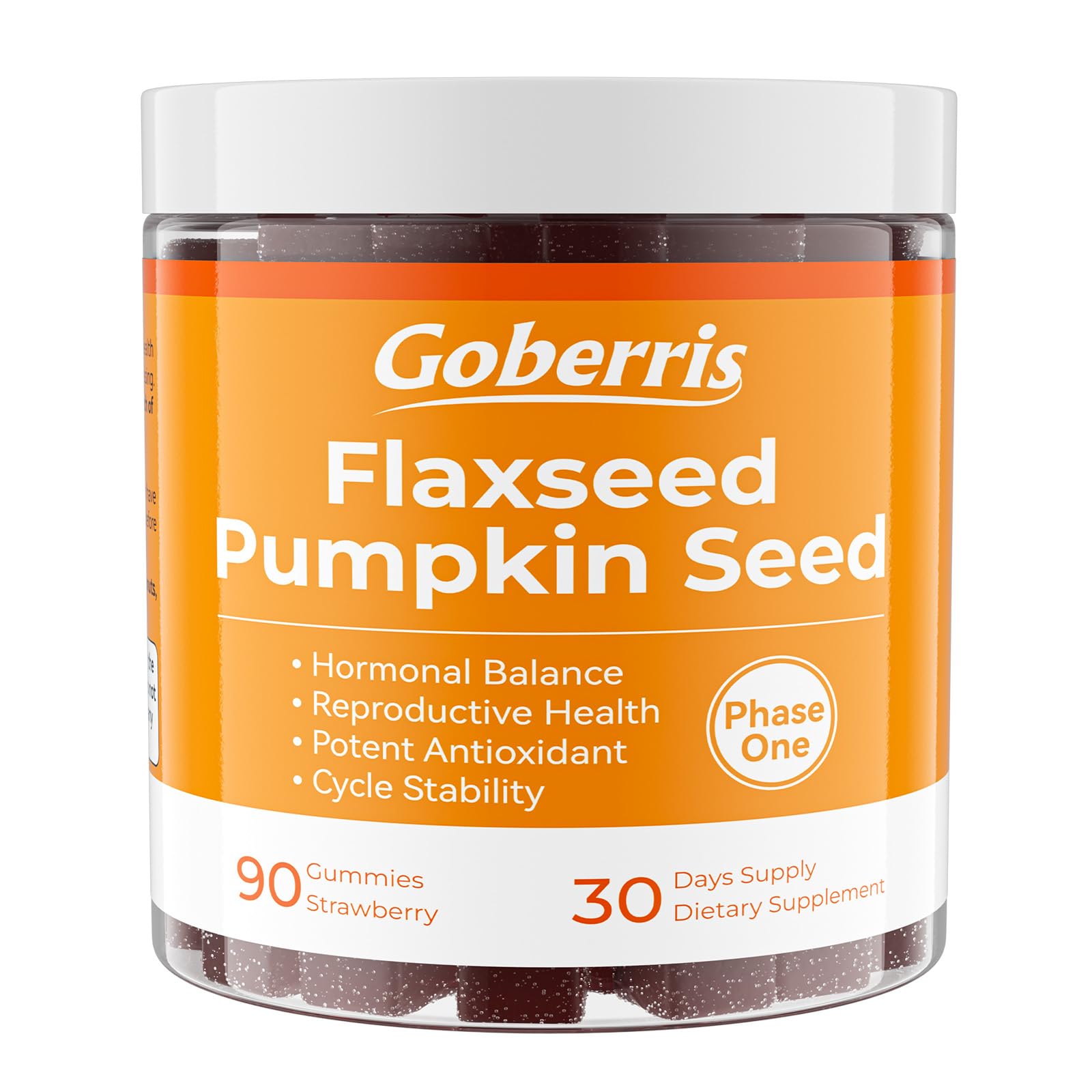 Goberris Seeds Cycles Gummies Flaxseed 15g & Pumpkin Seeds 15g, 90 Gummies
