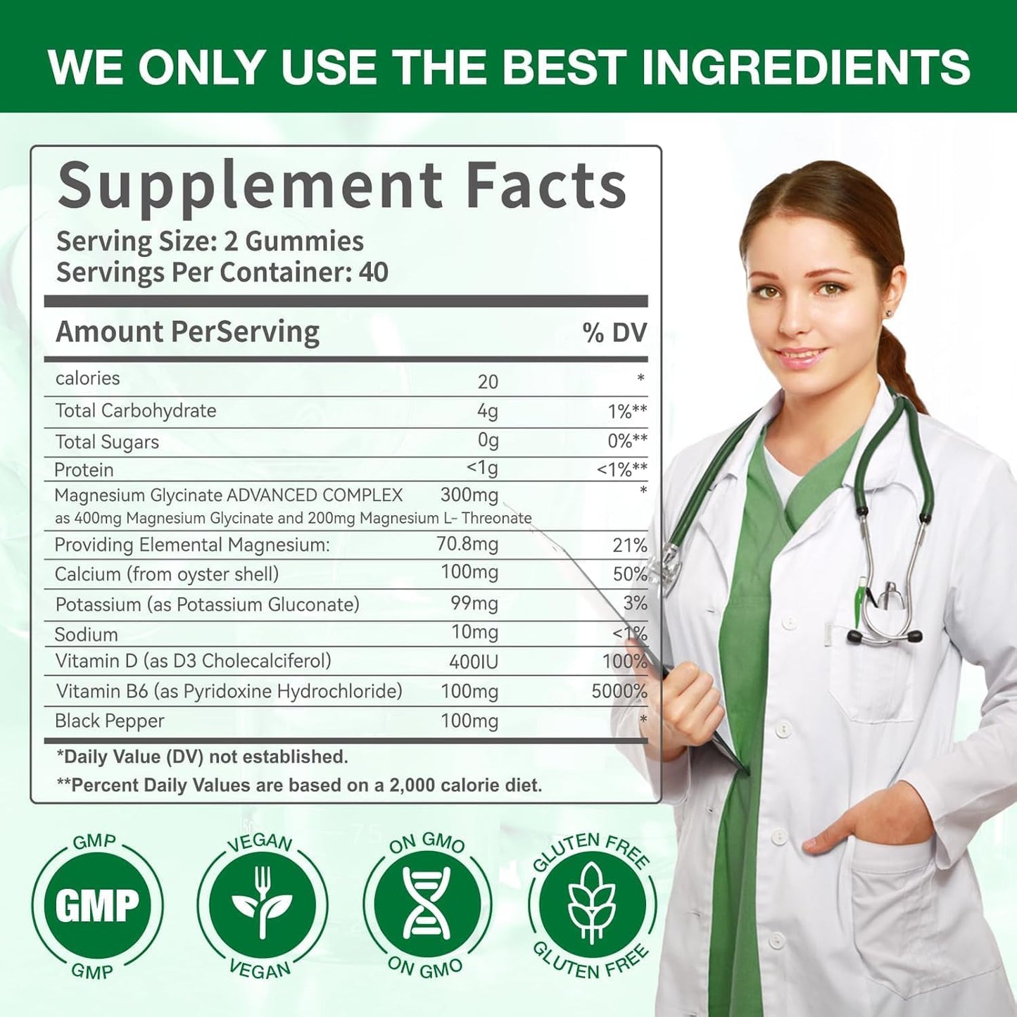 WACHRAY Magnesium Glycinate Gummies for Adults Gummy 80 Gummies