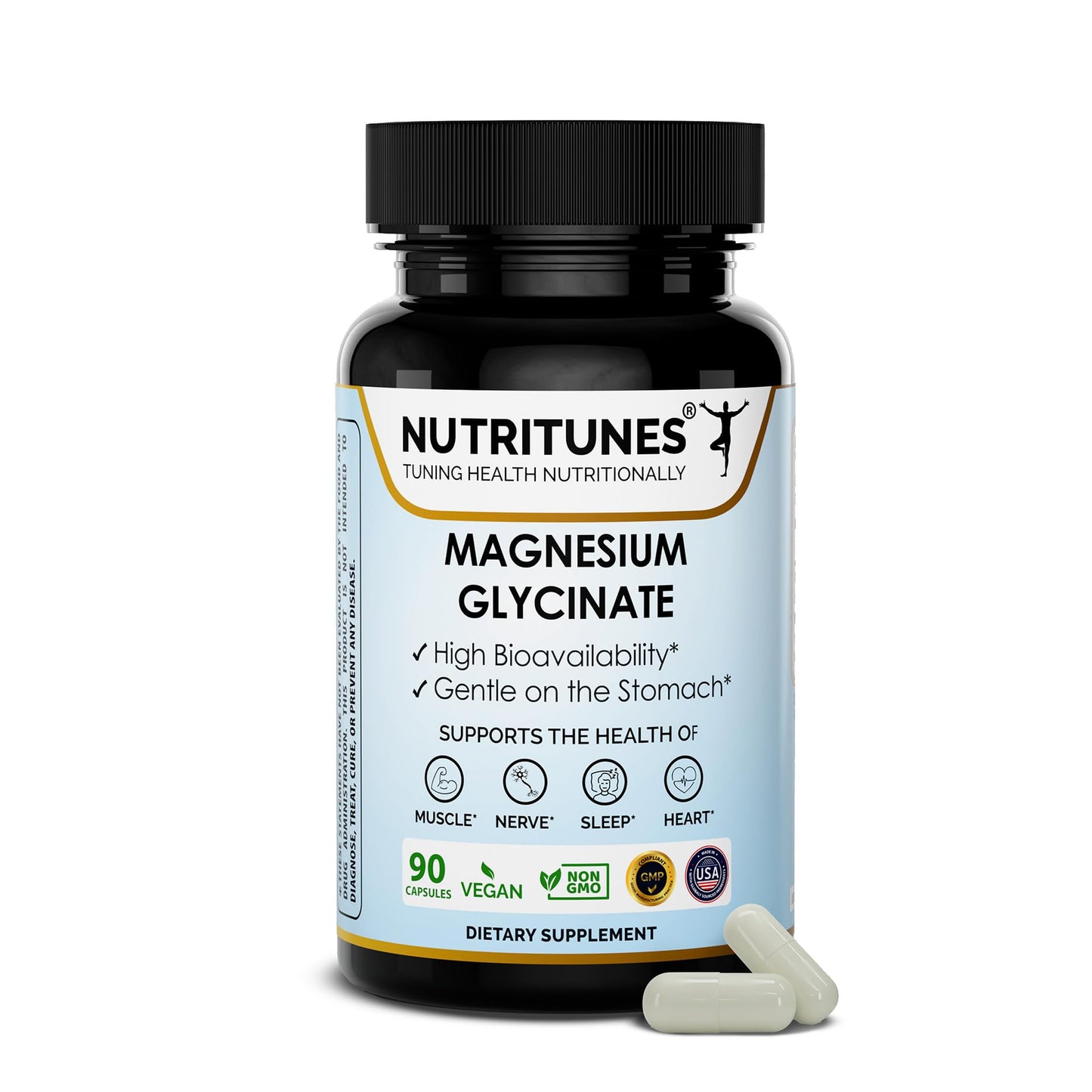 Nutritunes Magnesium Glycinate Capsule, 90 Count