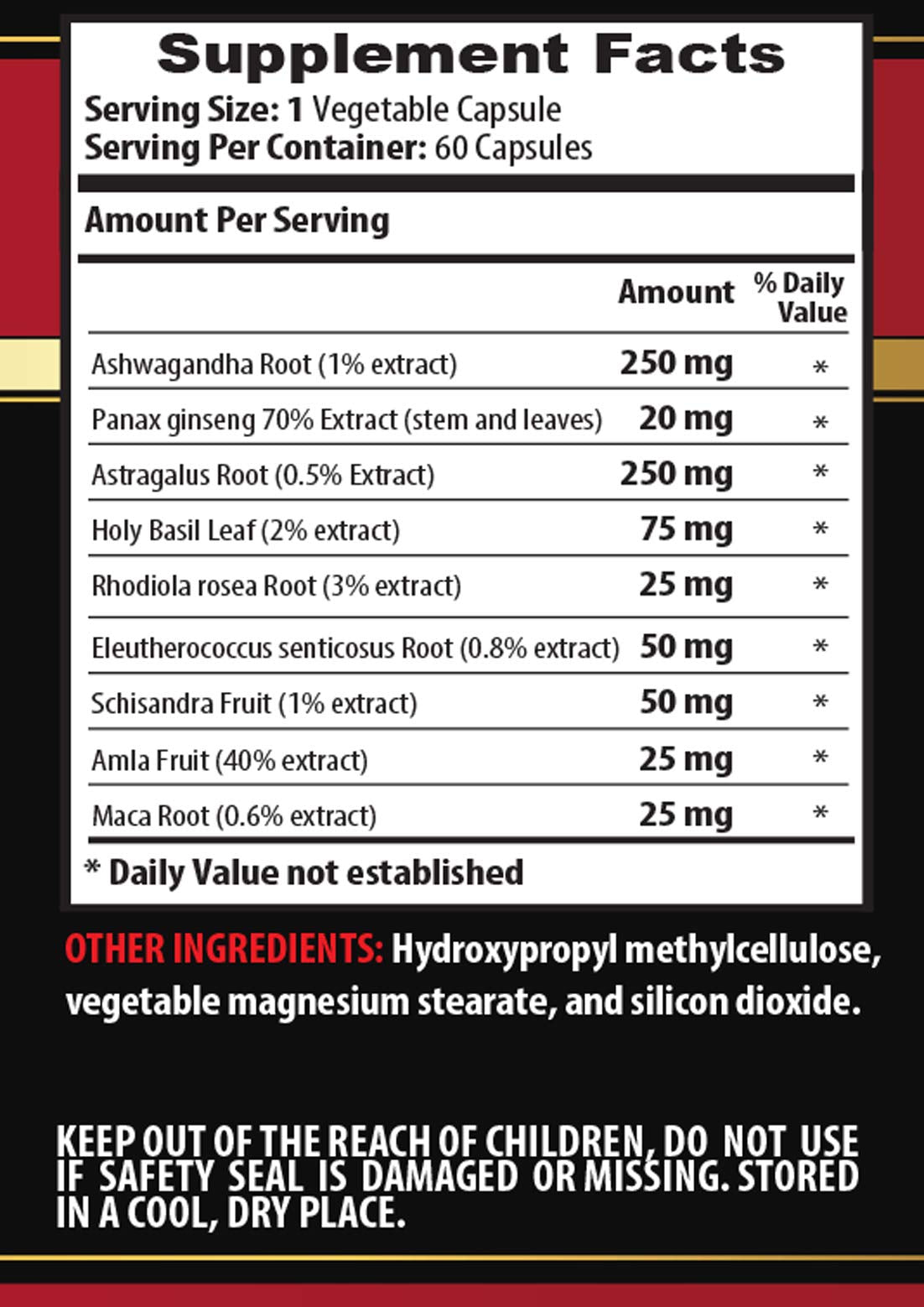 Skin Care Solutions Adaptogen Supplement 120 Capsules