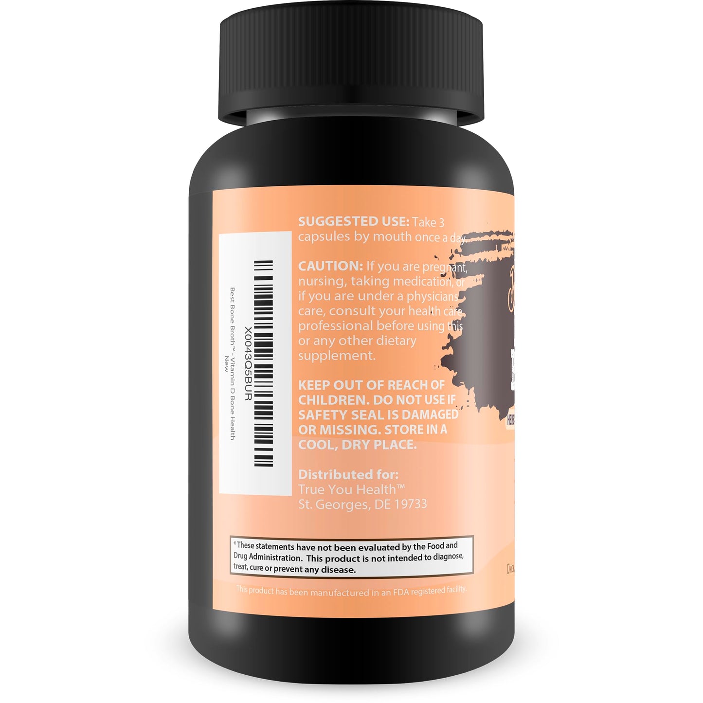 True You Health Bone Broth Capsules - Bone Health & Immunity Support, Vitamin D, 90 Capsules