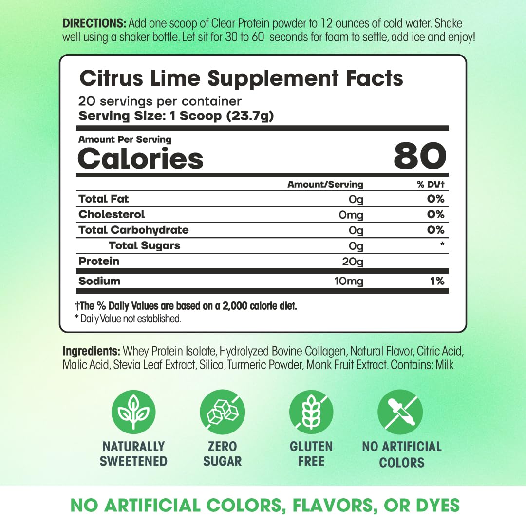 Fit & Lean Clear Protein Powder Citrus Lime 16.7 oz